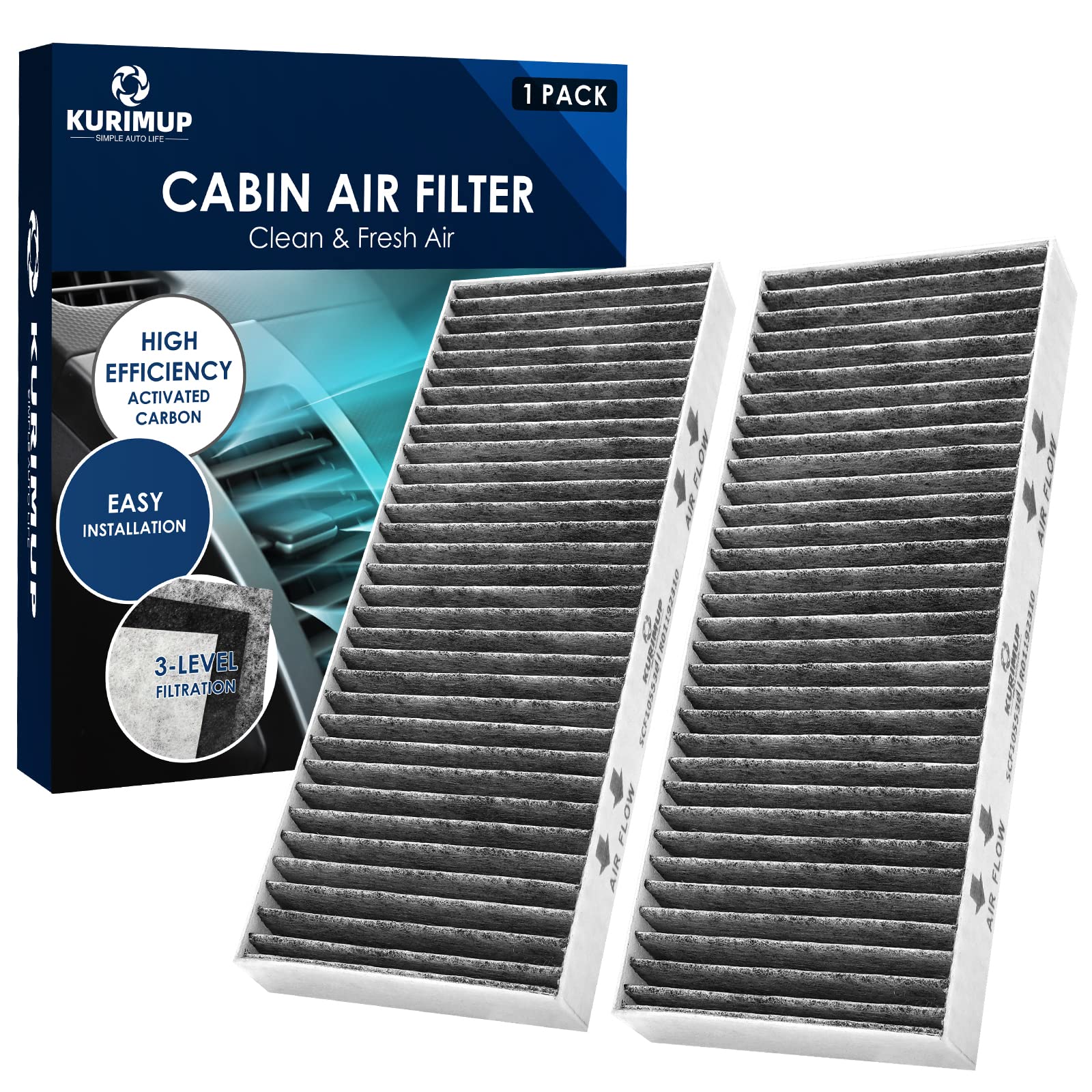 Premium Cabin Air Filter with Activated Carbon,Replacement for CF10553(CP553), Fit for Nissan Frontier/NV1500/NV2500/NV3500/Pathfinder/Xterra and Suzuki Equator.