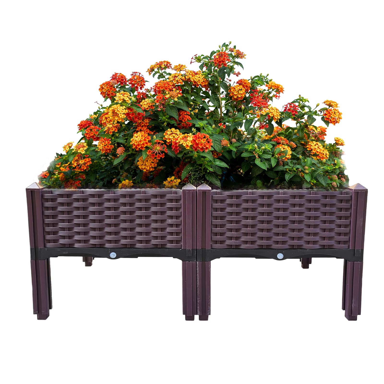 DoppyPlastic Raised Garden Bed,2 Pieces Raised Garden Bed Garden Planter Boxes for Indoor & Outdoor Vegetable Fruit Flower Herb Growing Box