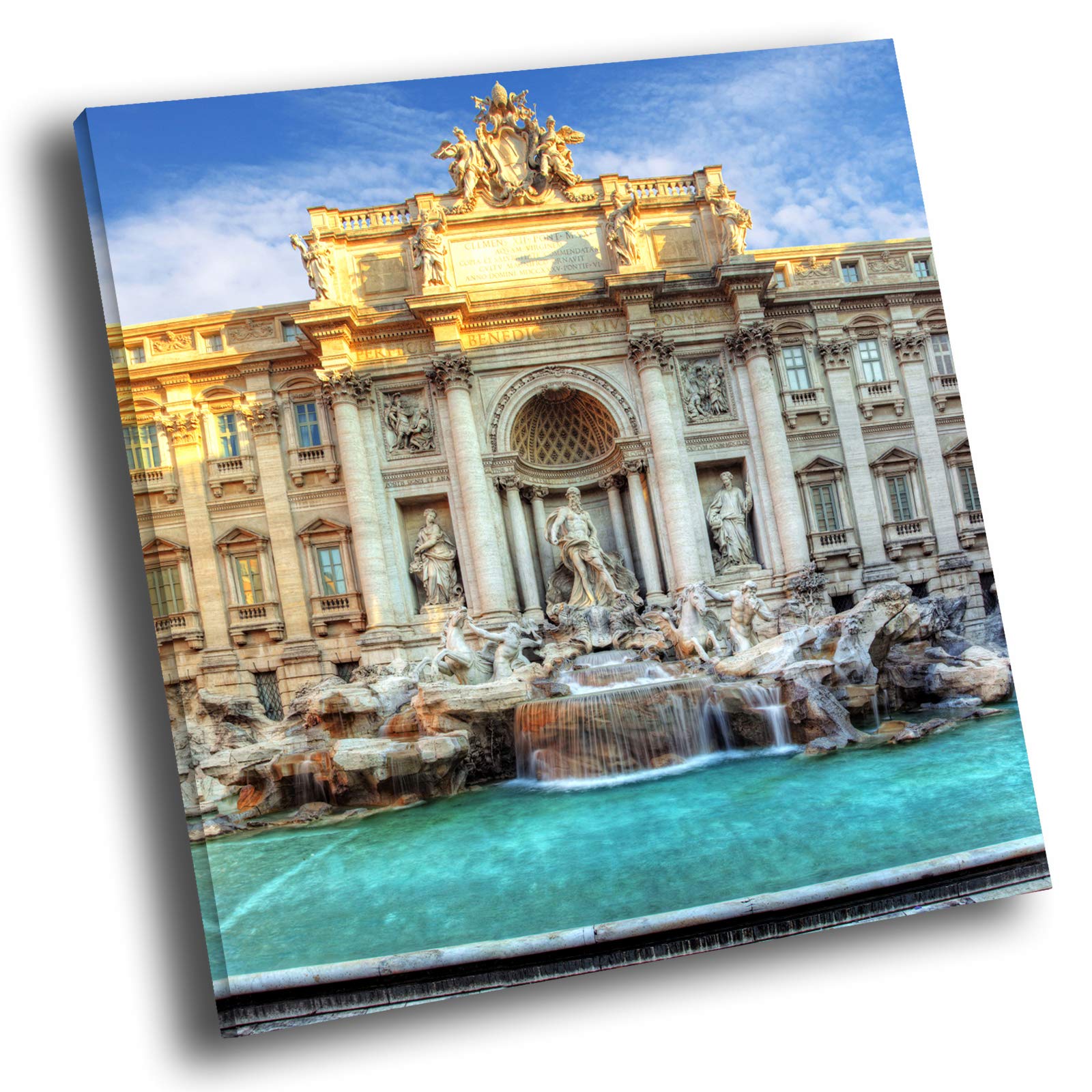 Trevi Fountain Rome Sunrise Square Scenic Canvas Wall Art Large Picture Print