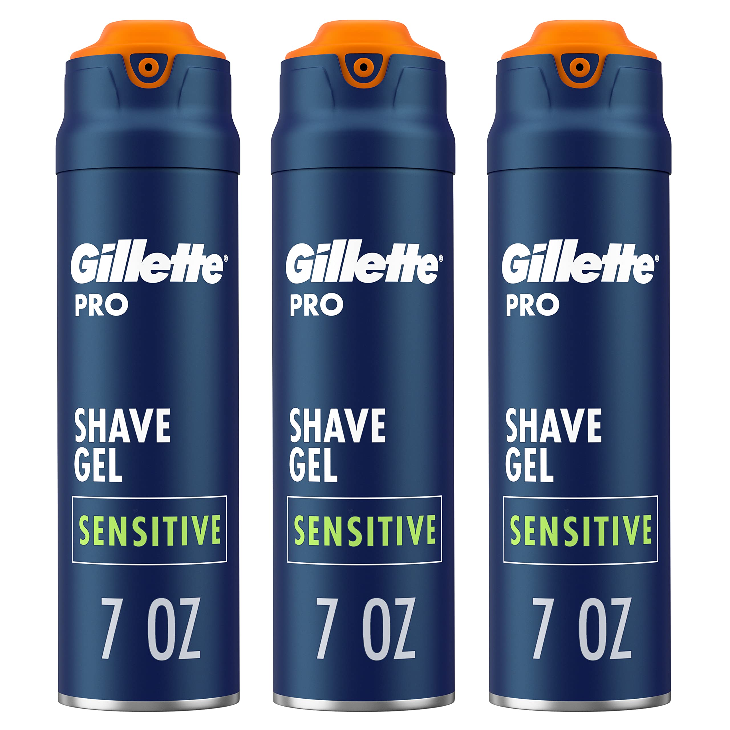 Gillette PRO Shaving Gel for Men, Cools to Soothe Skin and Hydrates Facial Hair, Pack of 3 - Total 21 oz.