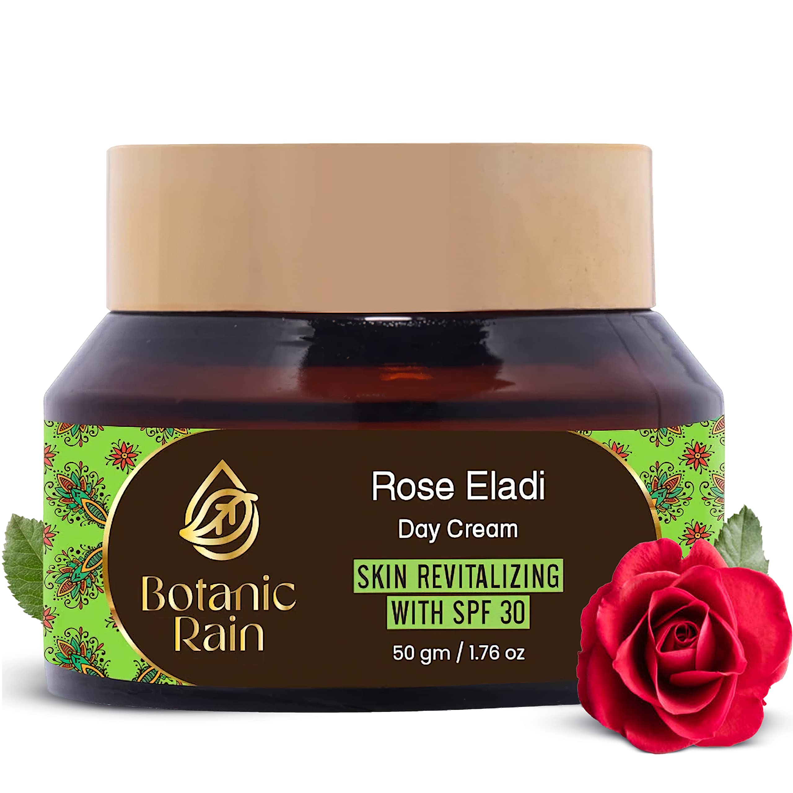 Botanic RainFace Moisturizer With SPF 30 With Rose And Eladi, SPF Face Moisturizer Organic, Ayurveda Products For Every Skin Type - Vegan, Cruelty Free 1.76 oz