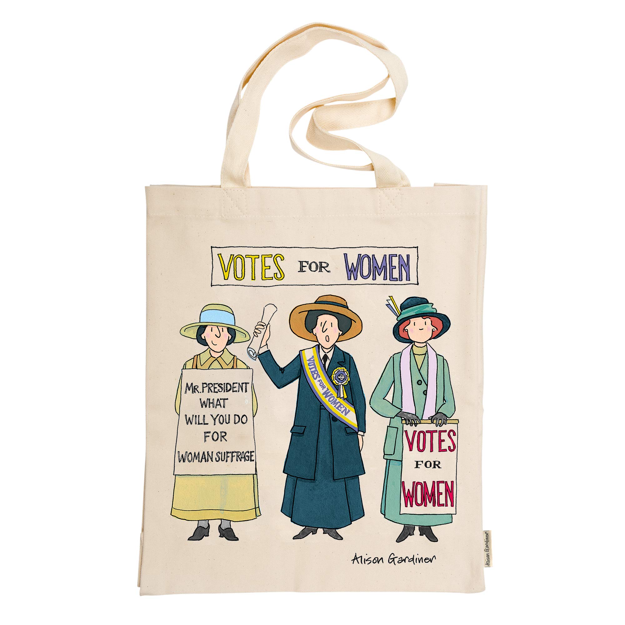 Alison Gardiner - USA Suffragette Votes for Women Tote Bag - 100% Cotton - Gusseted