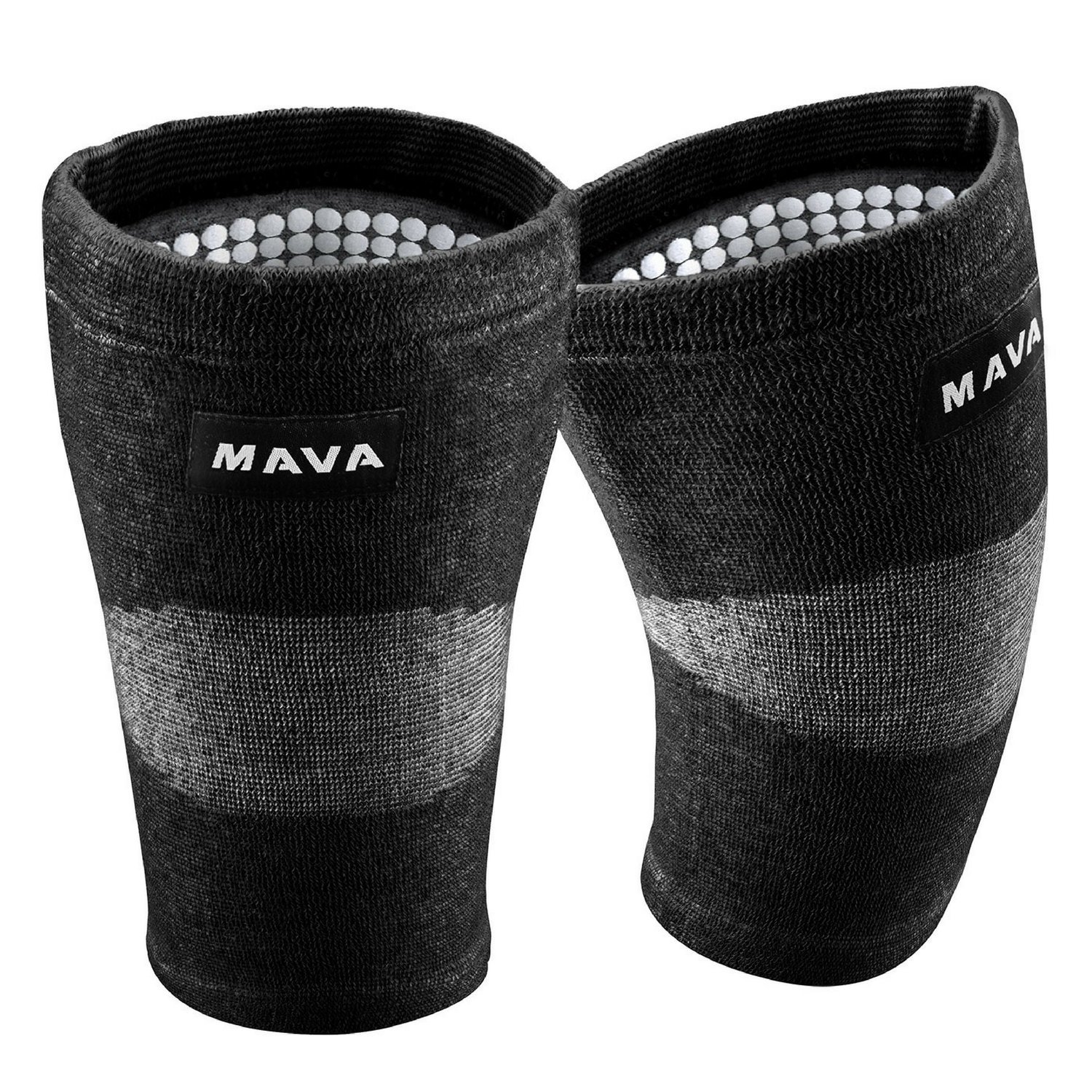 Mava Sports Reflexology Knee Compression Sleeve for Men and Women - Effective Support for Joint Pain, Arthritis Relief, Recovery and Blood Circulation - Great for Running and Walking (Black, Large)