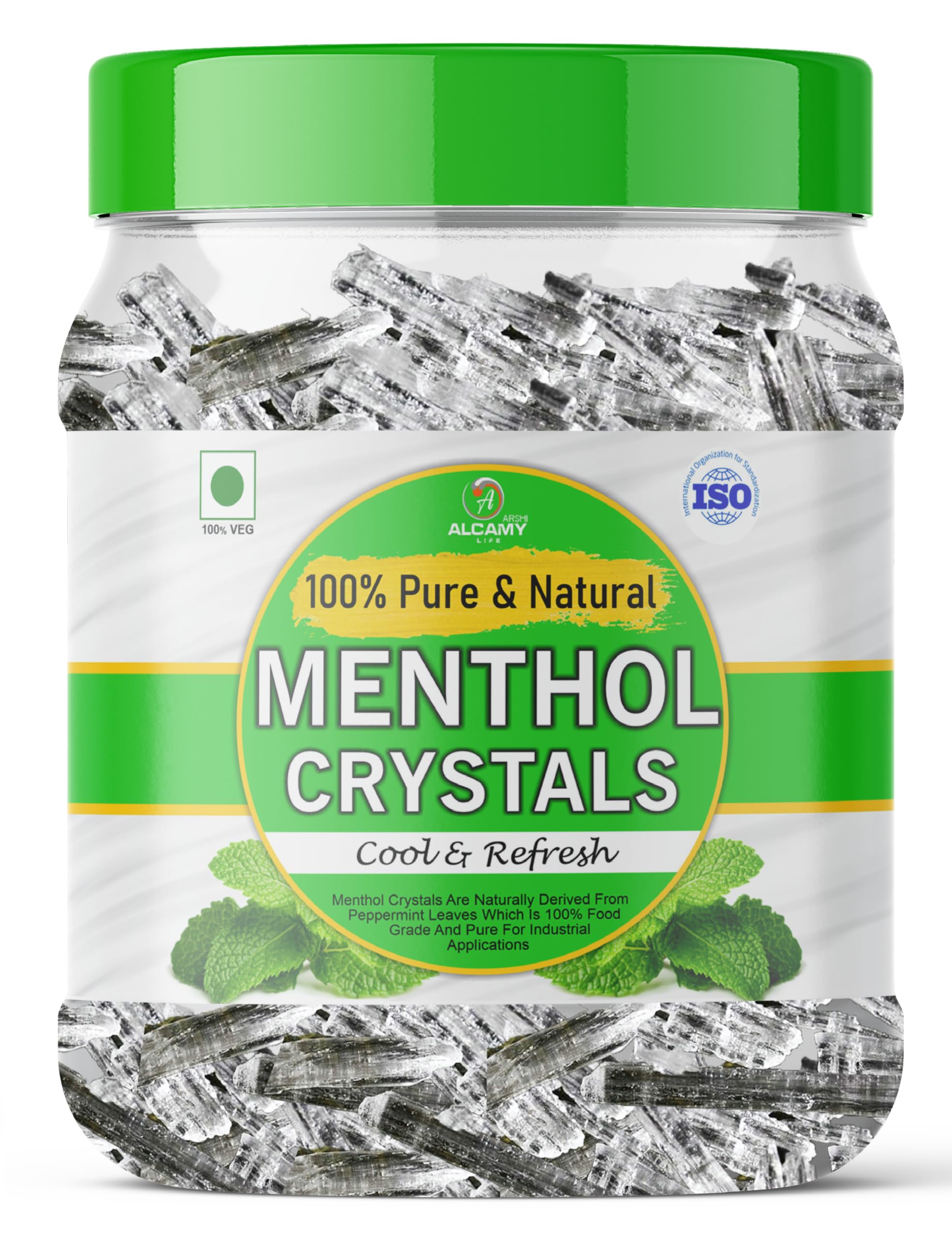 AAAL 100% Pure Menthol Crystals Food Grade And Edible/Freshness Sealed Pack (100 GRAM (JAR))