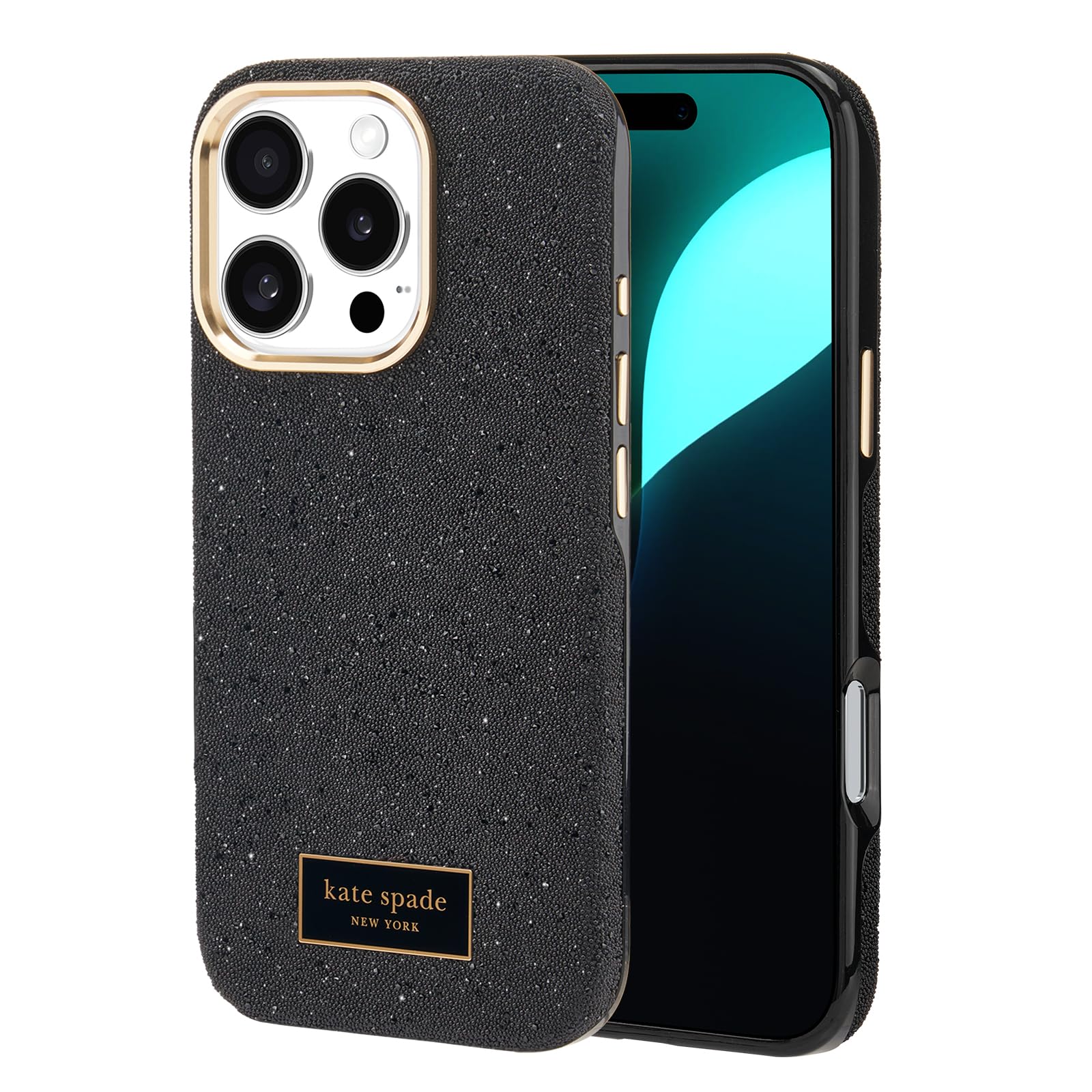 Kate Spade New York iPhone 16 Pro Case - Compatible with MagSafe - Designer Phone Case - Crystal Pave Nightfall