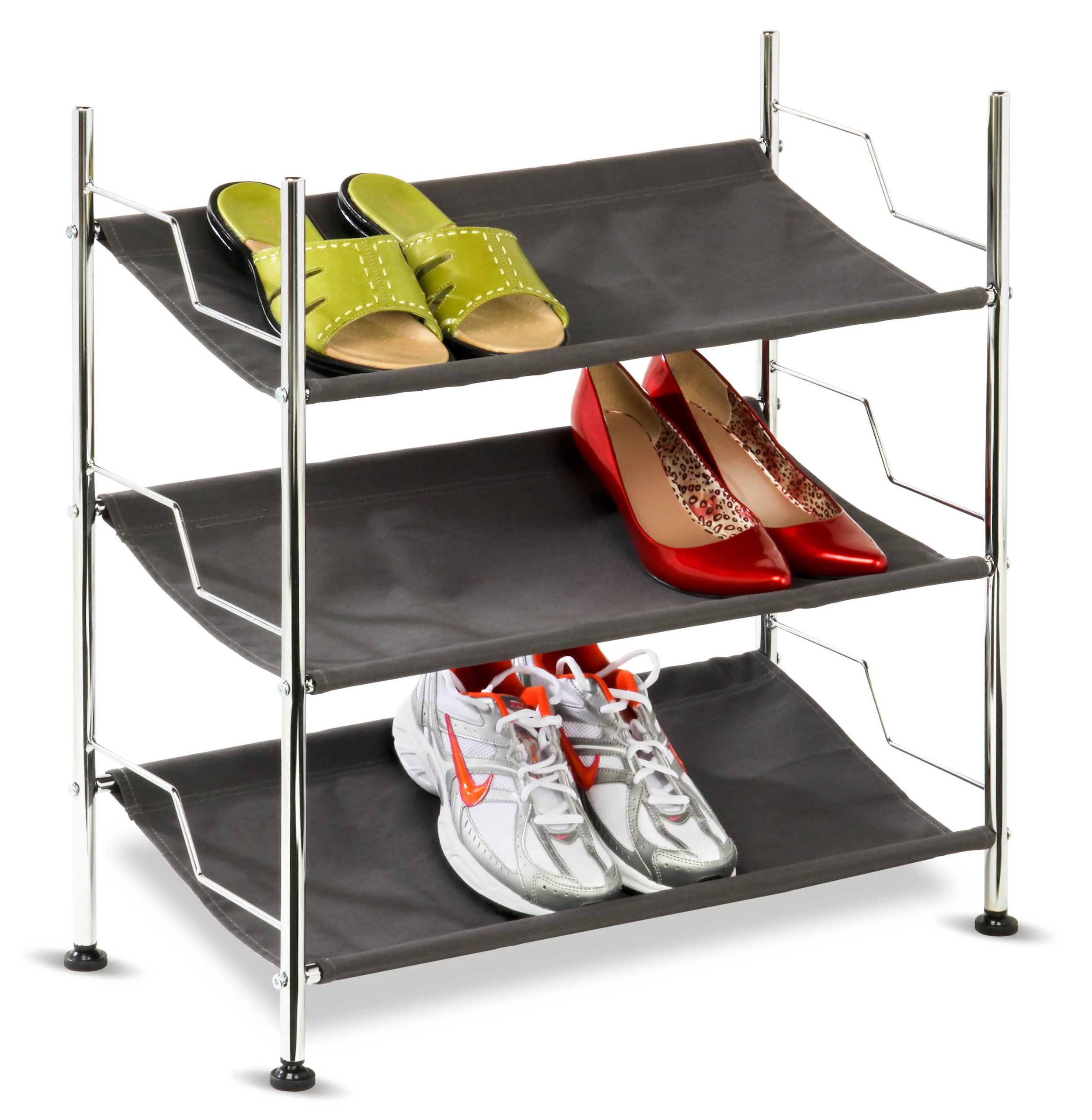 Honey-Can-Do SHO-01818 Shoe Rack, Canvas, 3 Tier