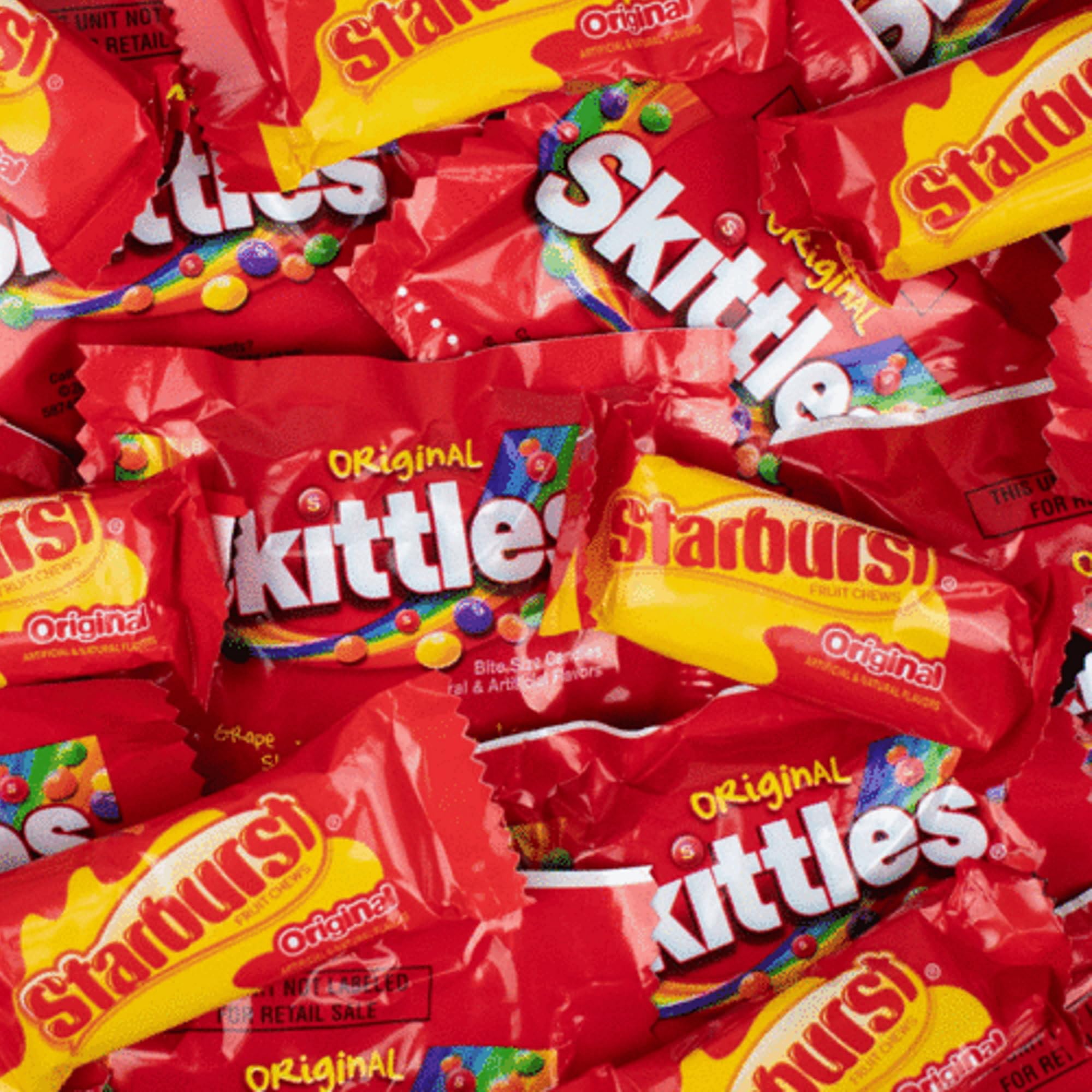 Skittles Fun Size and Starburst Fun Size Candy Bulk 2LB Bag- Starburst Candy and Skittles Bulk Candy Mixed Candy, 2LB Bag of Candy by Snackivore. Halloween Candy.