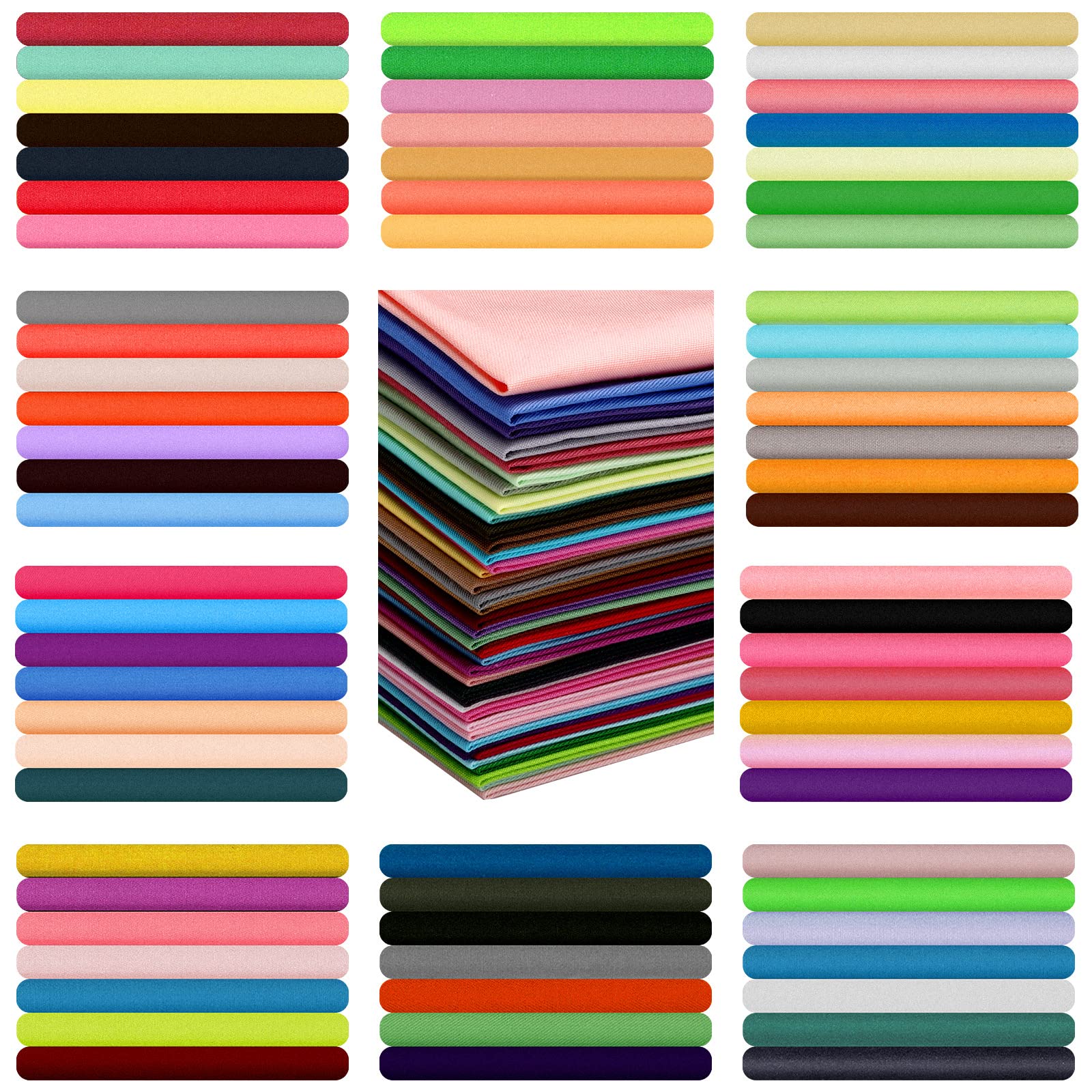 300 Pcs 4 x 4 Inches Multicolor Cotton Fabric Squares Solid Colors Fat Quarters Precut Quilting Fabric Quilt Fabric Bundles for Beginners DIY Sewing Patchwork Scrapbooking Craft, 100 Colors