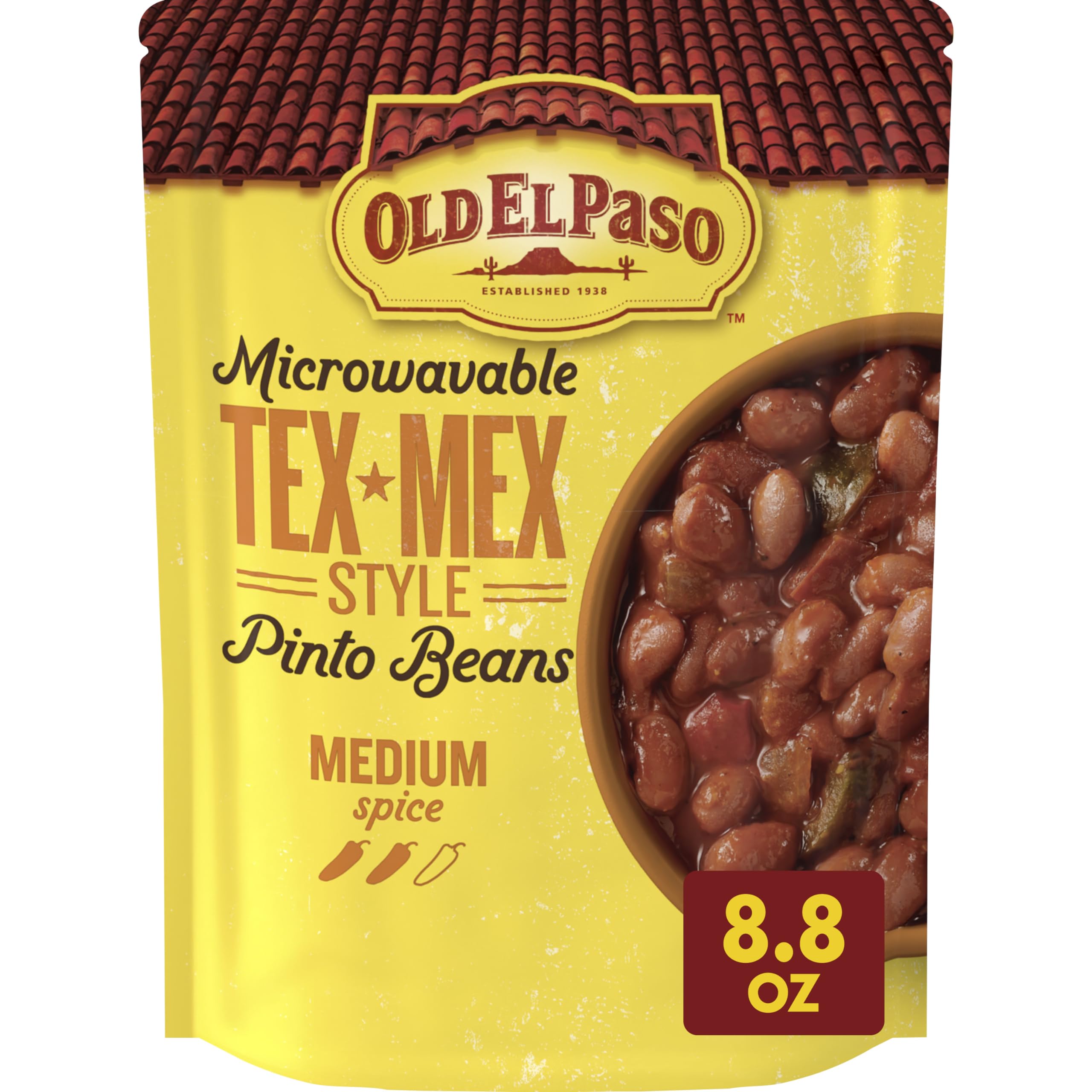 Old El Paso Pinto Beans, Tex-Mex Style, Microwavable Pouch, 8.8 oz