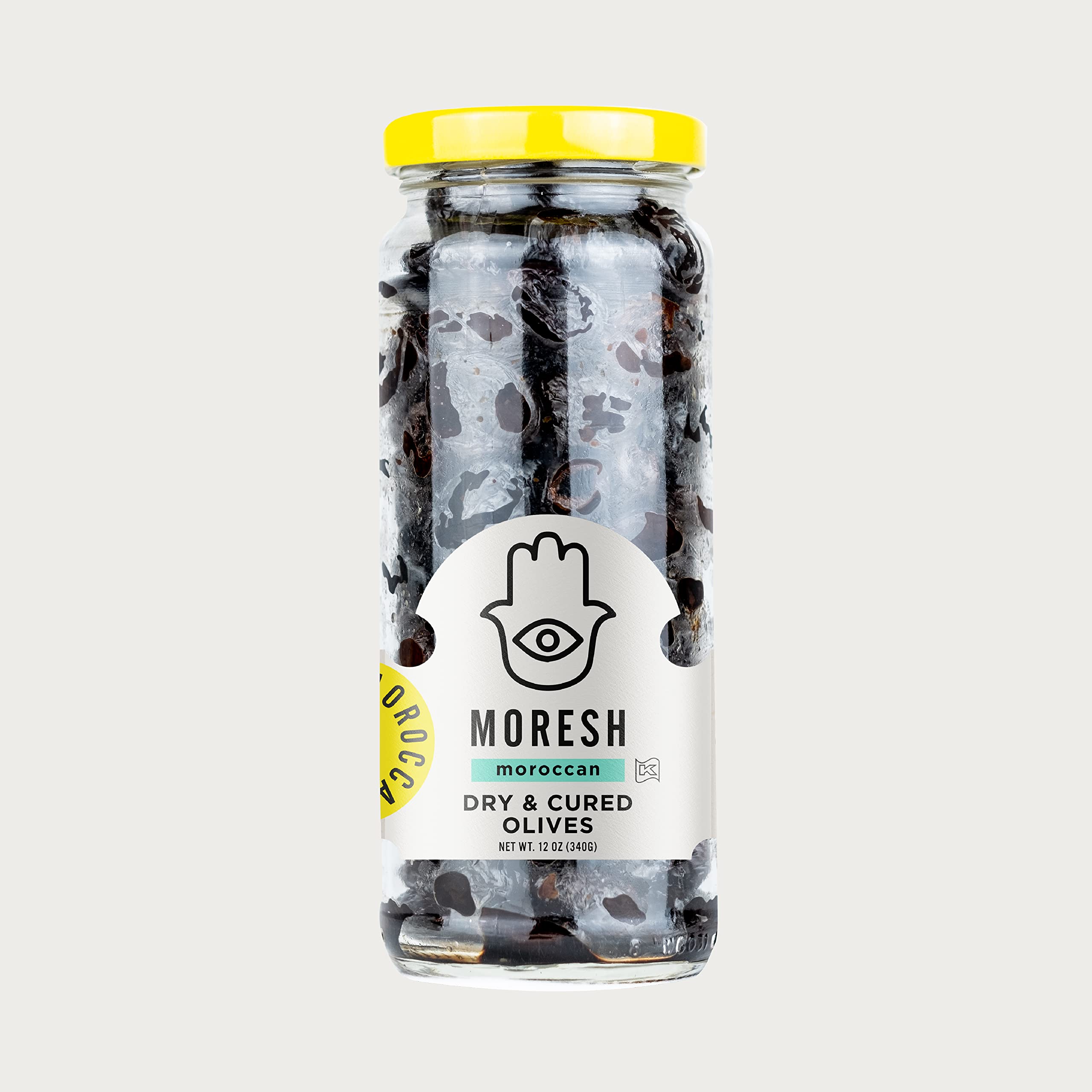 Moresh Dry & Cured Black Olives, All-Natural Ingredients, 100% Moroccan, Kosher, Non-GMO, 12 oz. - 1 Pack