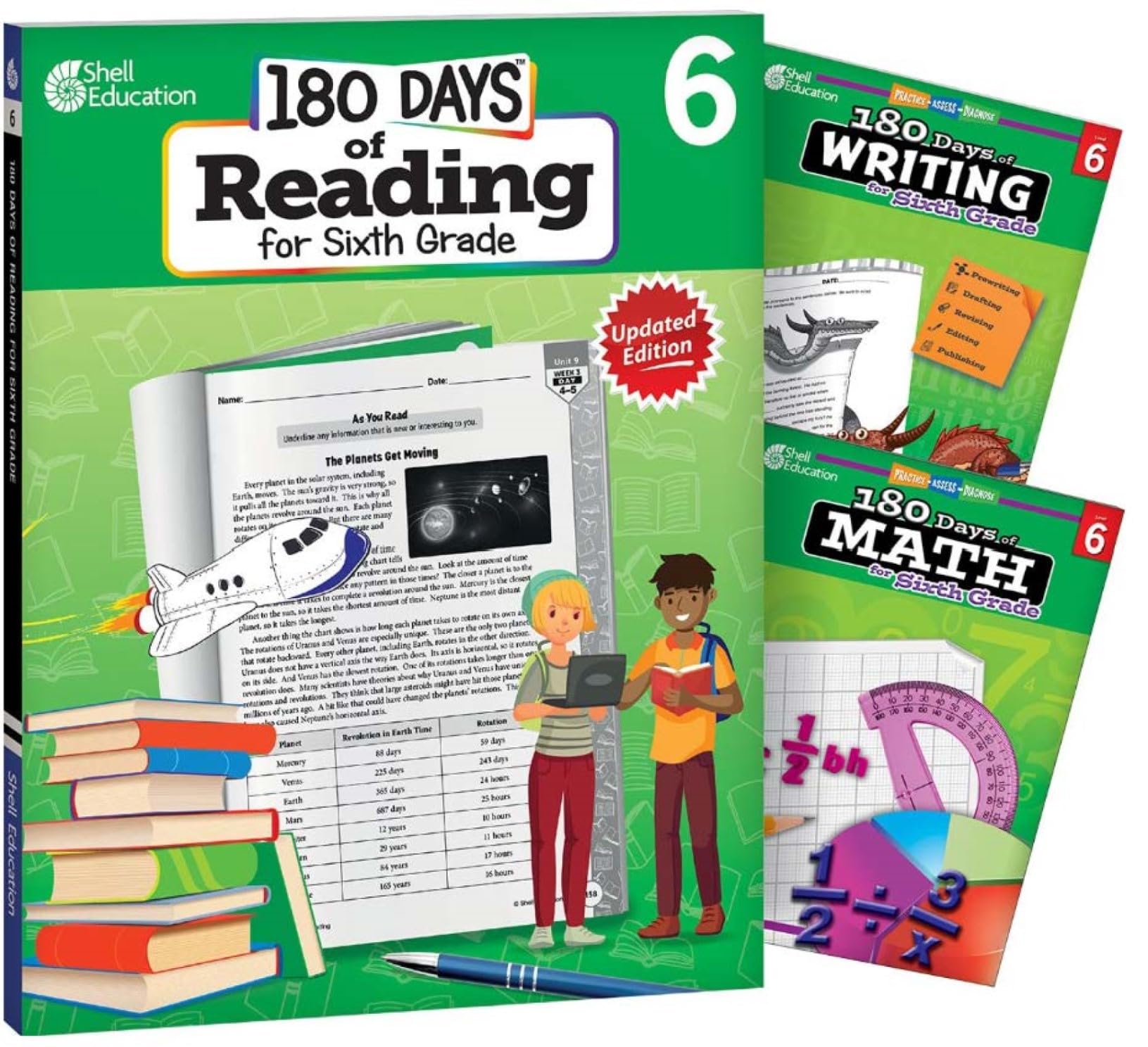 180 Days: Includes Reading 2nd Edition, Writing, and Math for 6th Grade Practice Workbook for Classroom and Home, Cool and Fun Practice Created by Teachers (180 Days of Practice) Workbook Edition