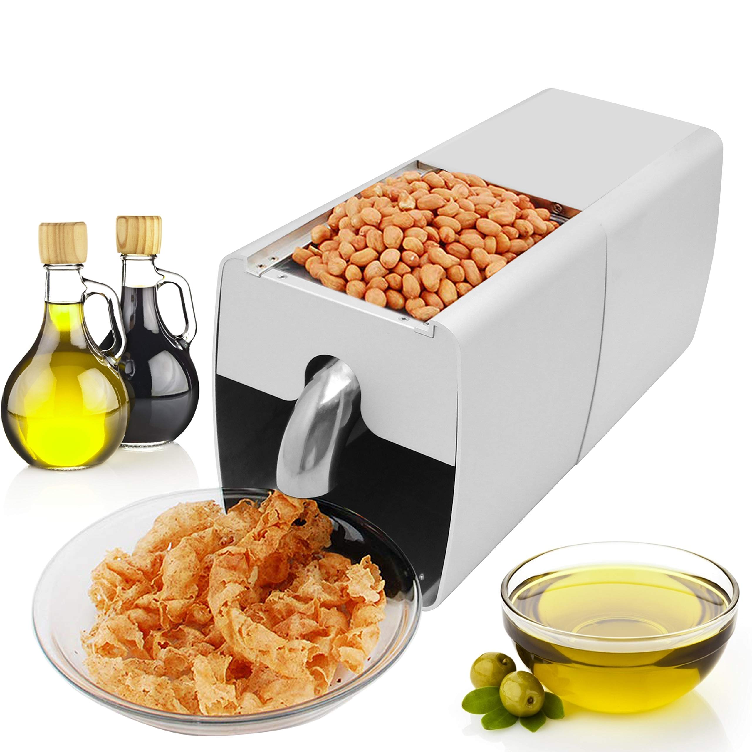 Huanyu Small-Scale Electric Oil Press Machine Household 45% to 50% High Oil Yield Extractor Hot & Cold Extractor with 360° Superconducting Thermostat for More Than 30 Ingredients