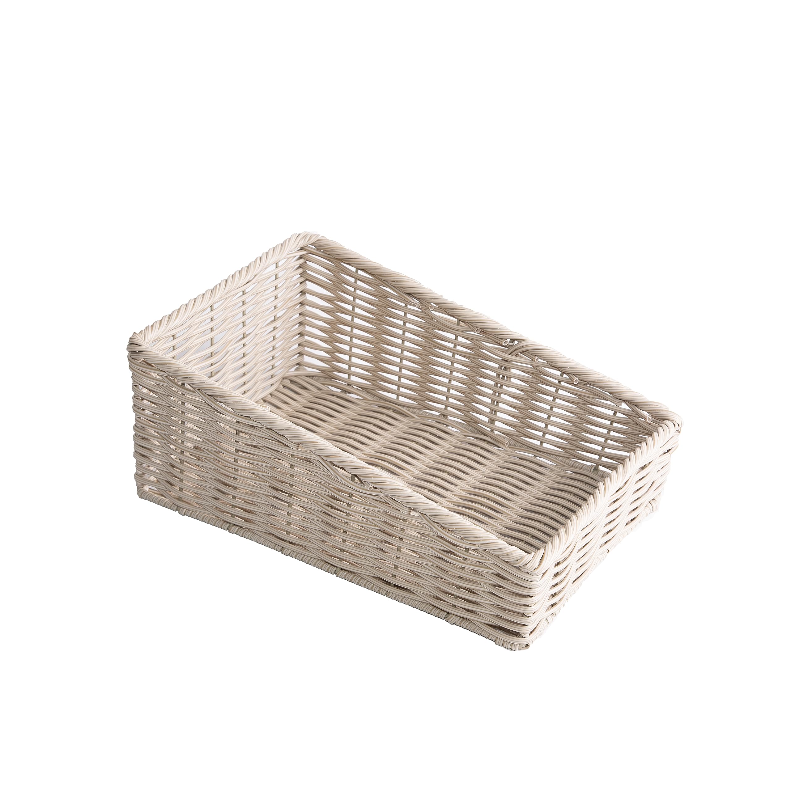 Artificial Wicker Storage and Display Basket – Durable, Stylish & Eco-Friendly – Ideal for Home & Retail Use (Natural-Sloping-Small)