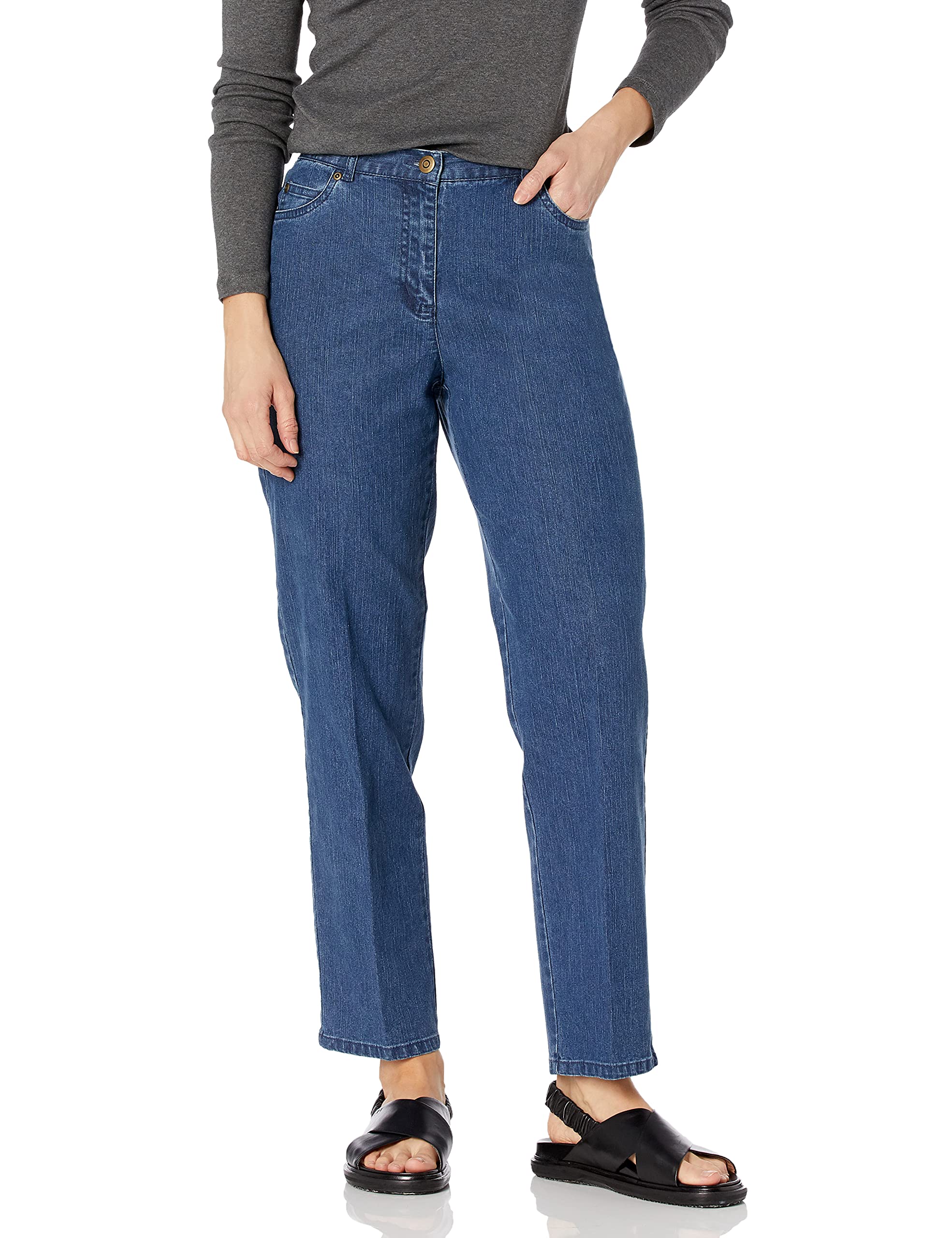 Ruby Rd. Women's Petite Classic Flat Front Denim Jean