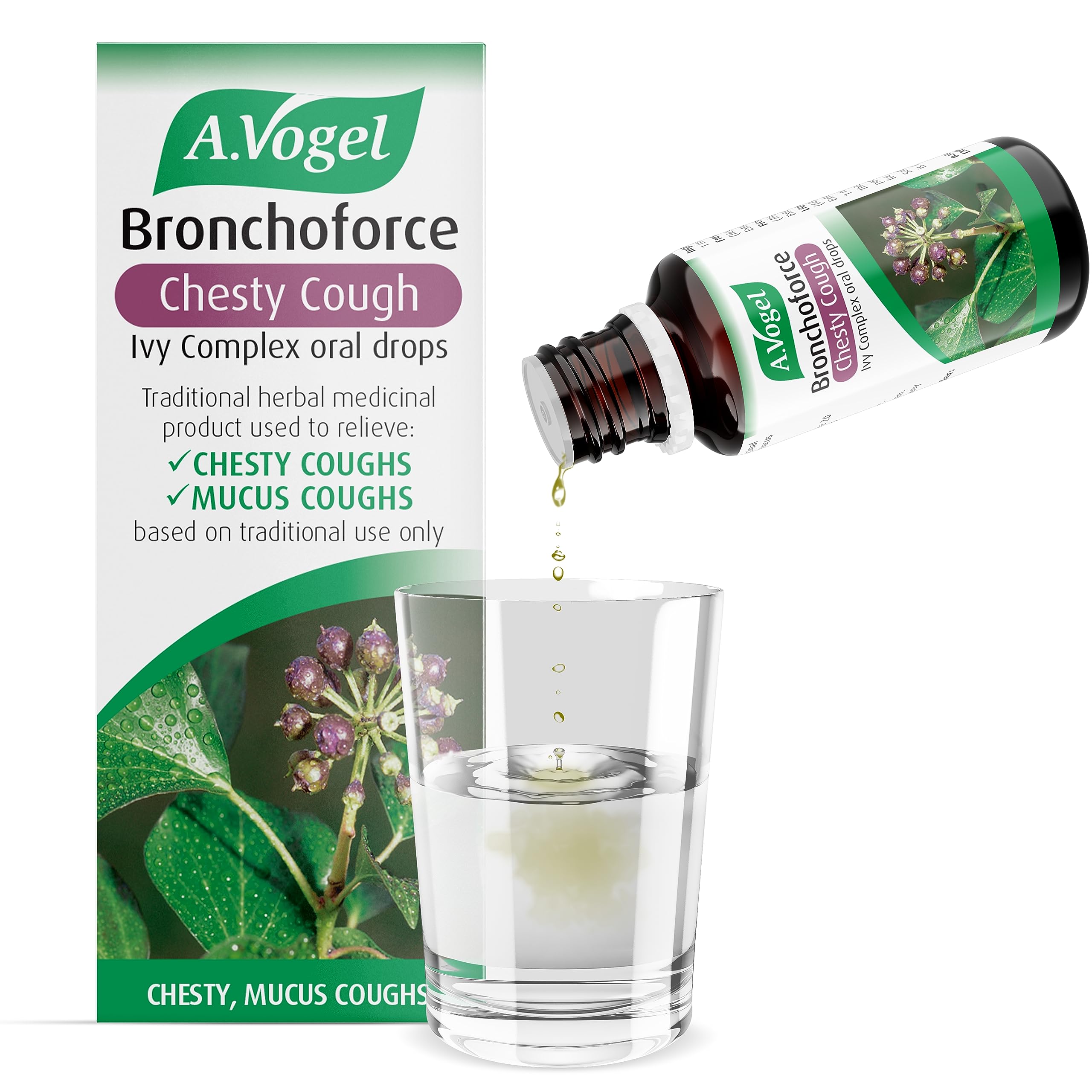 A.Vogel Bronchoforce Chesty Cough Medicine for Adults | Mucus Cough Relief | Ivy Complex Oral Cough Drops | 50ml