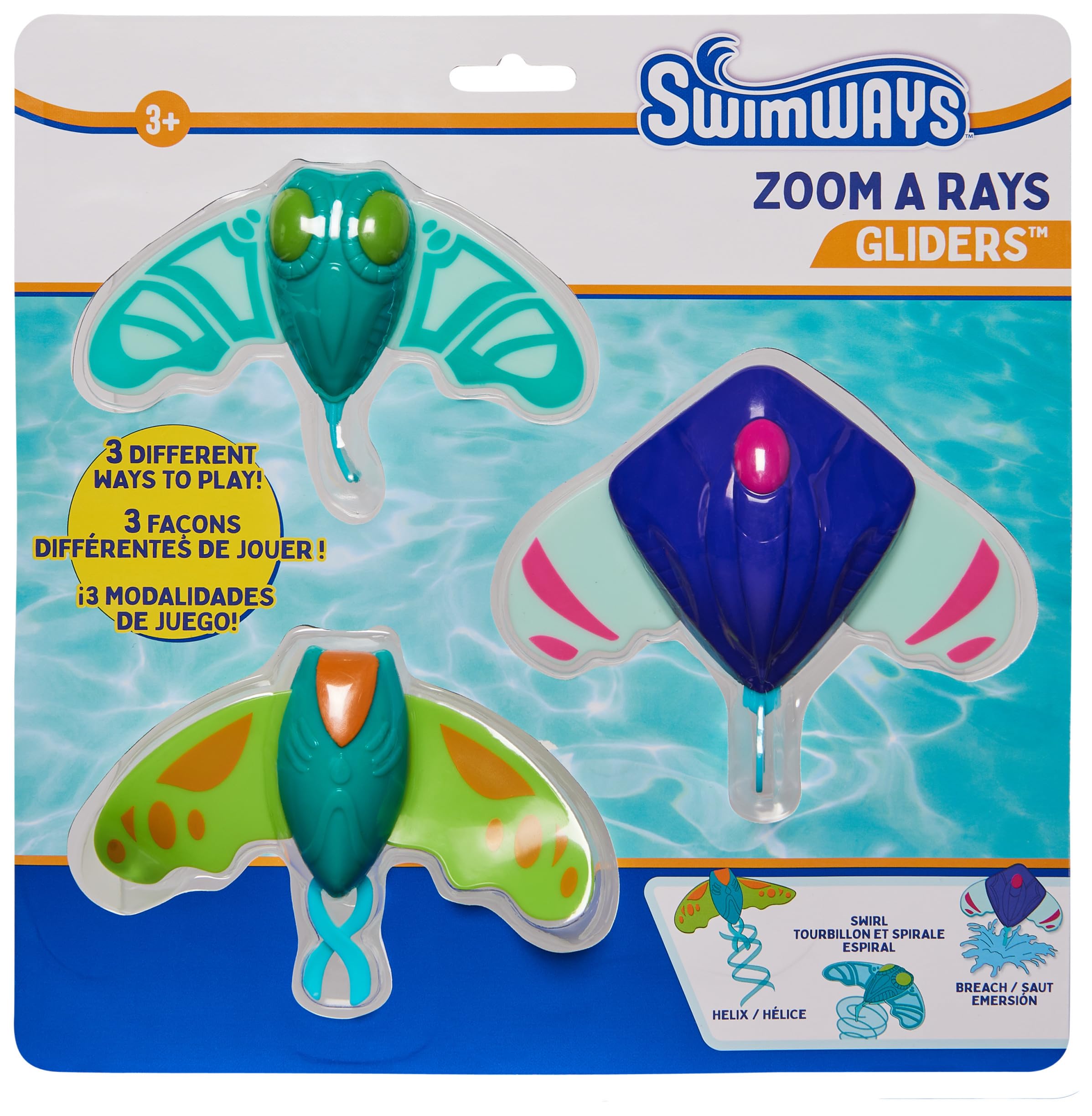 SwimWays Zoom-A-Rays Water Toys, Kids Pool Toys for Swim Training, Diving Toys & Outdoor Games for Kids Aged 5 & Up, Pack of 3 Kids Toys