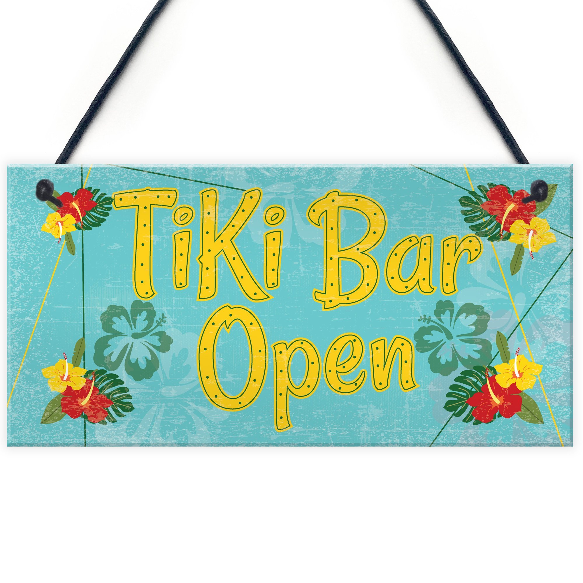 RED OCEAN Tiki Bar Open Hanging Bar Pub Plaque Beer Cocktails Beach Decoration Sign Friendship Gift