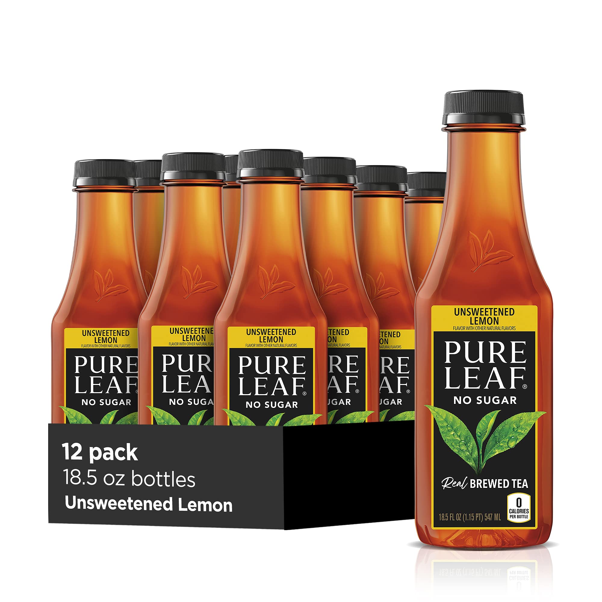 Pure LeafIced Tea Unsweetened Black Tea with Lemon, Unsweetened, 18.5 Fl Oz (Pack of 12)