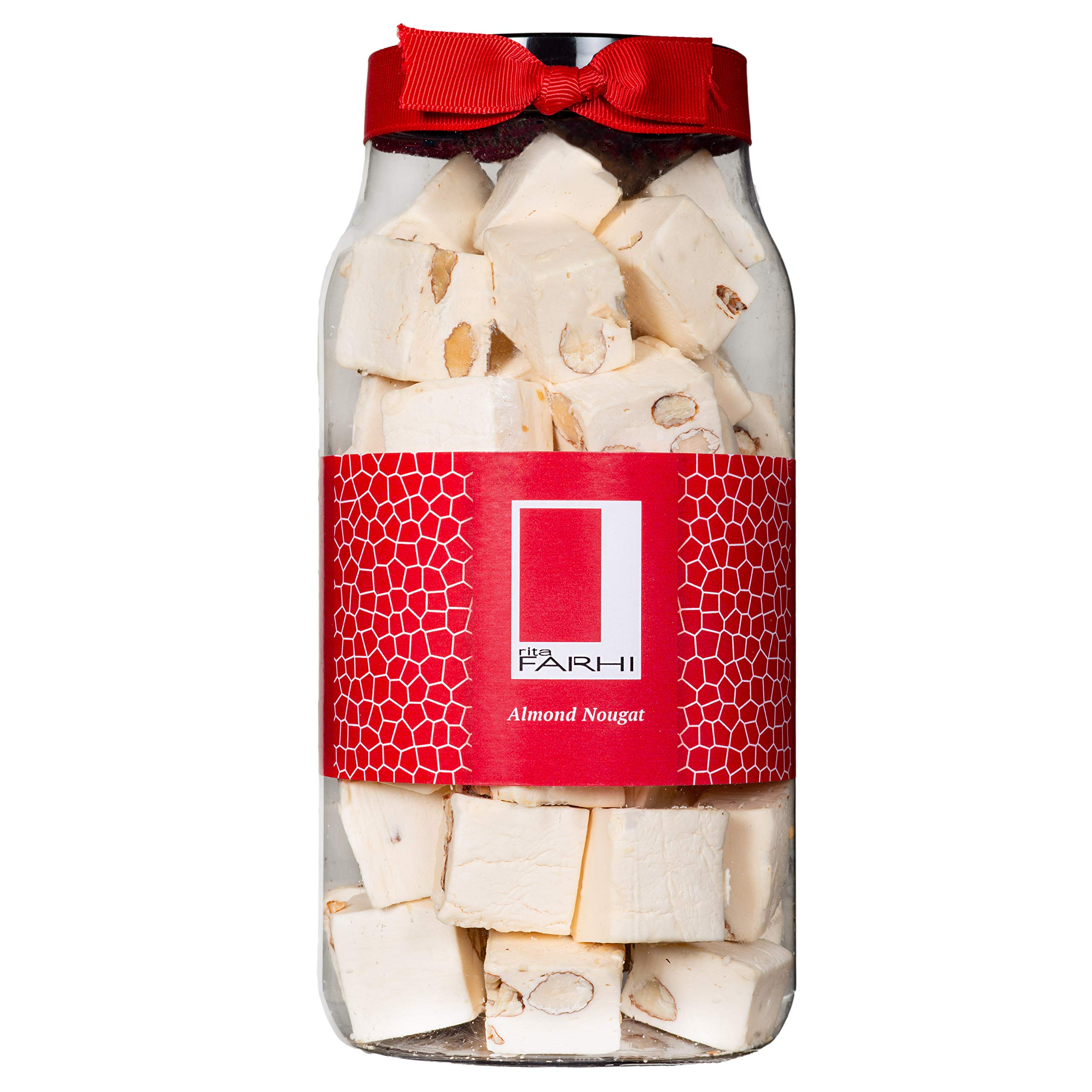 Rita FarhiTraditional Almond Nougat in a Gift Jar - 500 g - Soft Nougat with Almonds