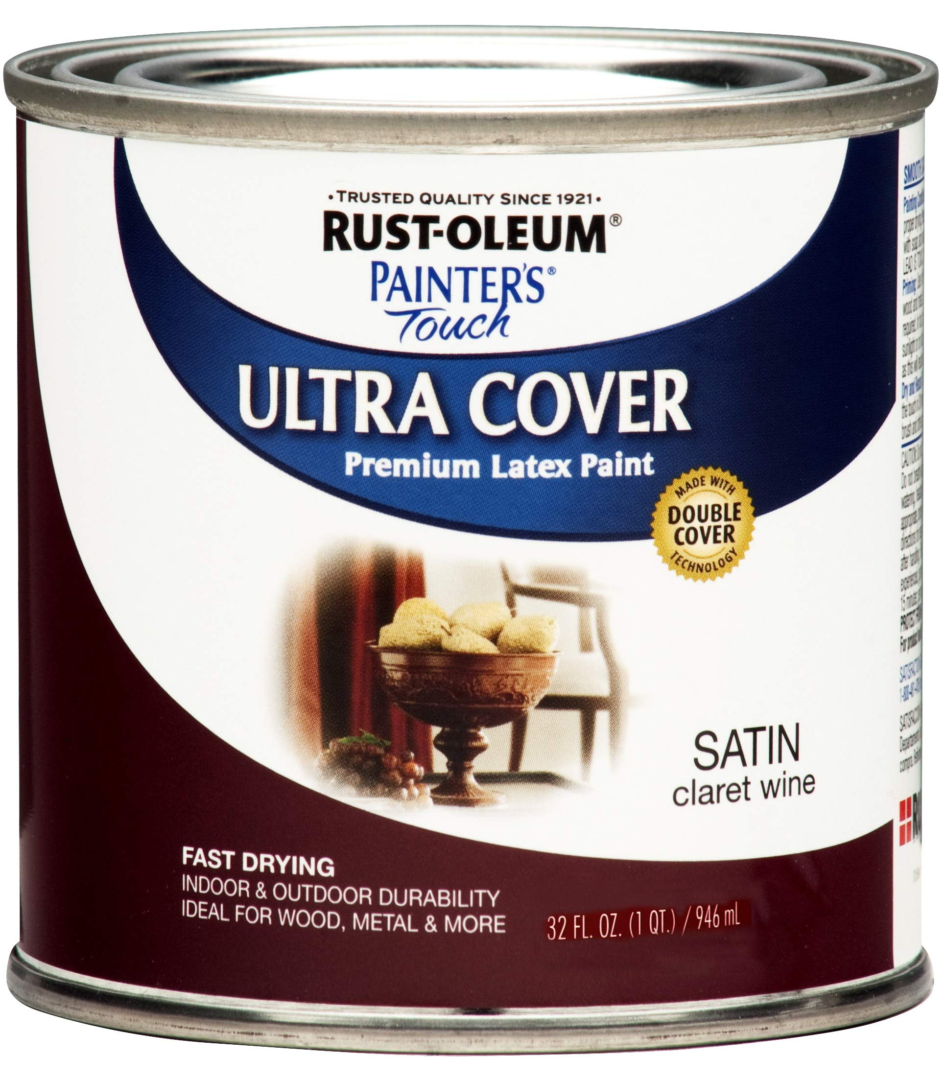 Rust-Oleum 240286 Painter's Touch Latex Paint, Satin Claret Wine,1 Quarts (Pack of 1)