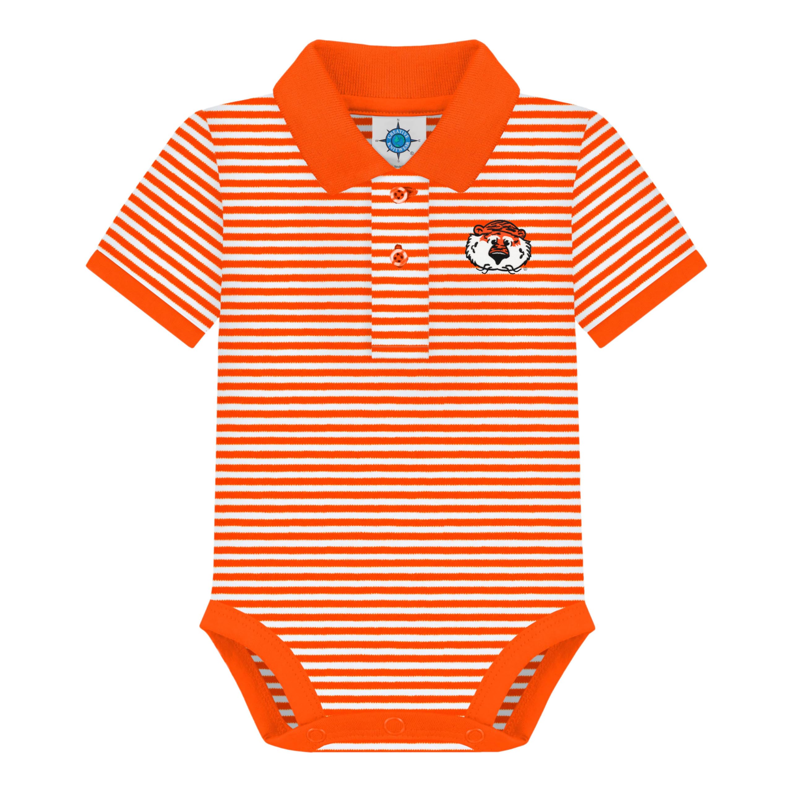 Auburn University Aubie Head Newborn Striped Polo Bodysuit