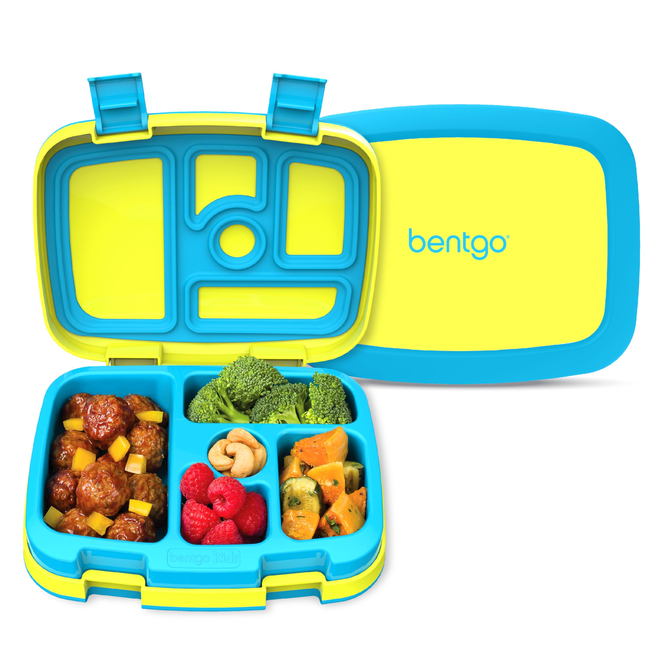 Bentgo Kids Bento-Style 5-Compartment Leak-Proof Lunch Box - Ideal Portion Sizes for Ages 3 to 7 - Durable, Drop-Proof, Dishwasher Safe, BPA-Free, & Made with Food-Safe Materials (Citrus Yellow)