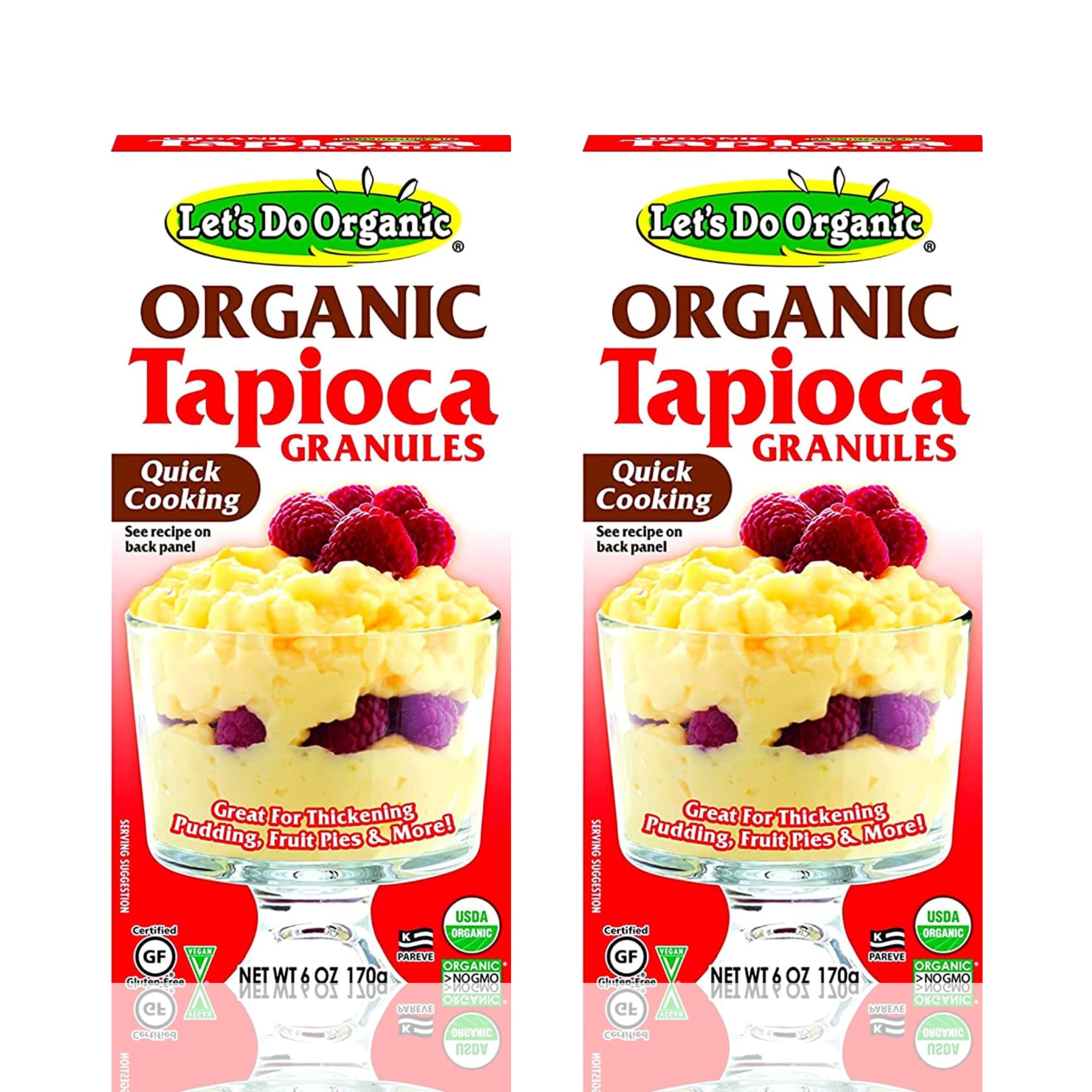 Organic Tapioca Granules Bundle. Includes Two (2) 6oz Packages of Let's Do Organic Tapioca Granules and a Tapioca Recipe Card from BELLATAVO! All Natural, Gluten Free & Vegan!