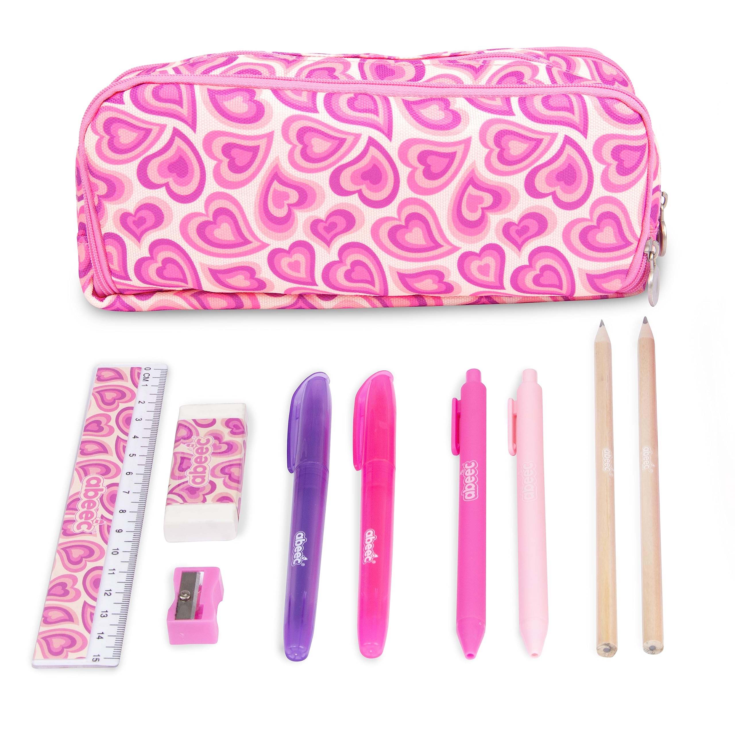 abeec Stationery Set for Girls - Cute Pencil Case with Supplies Included - Perfect Back to School Addition to Your School Bag - Art Supplies - Stationery Set