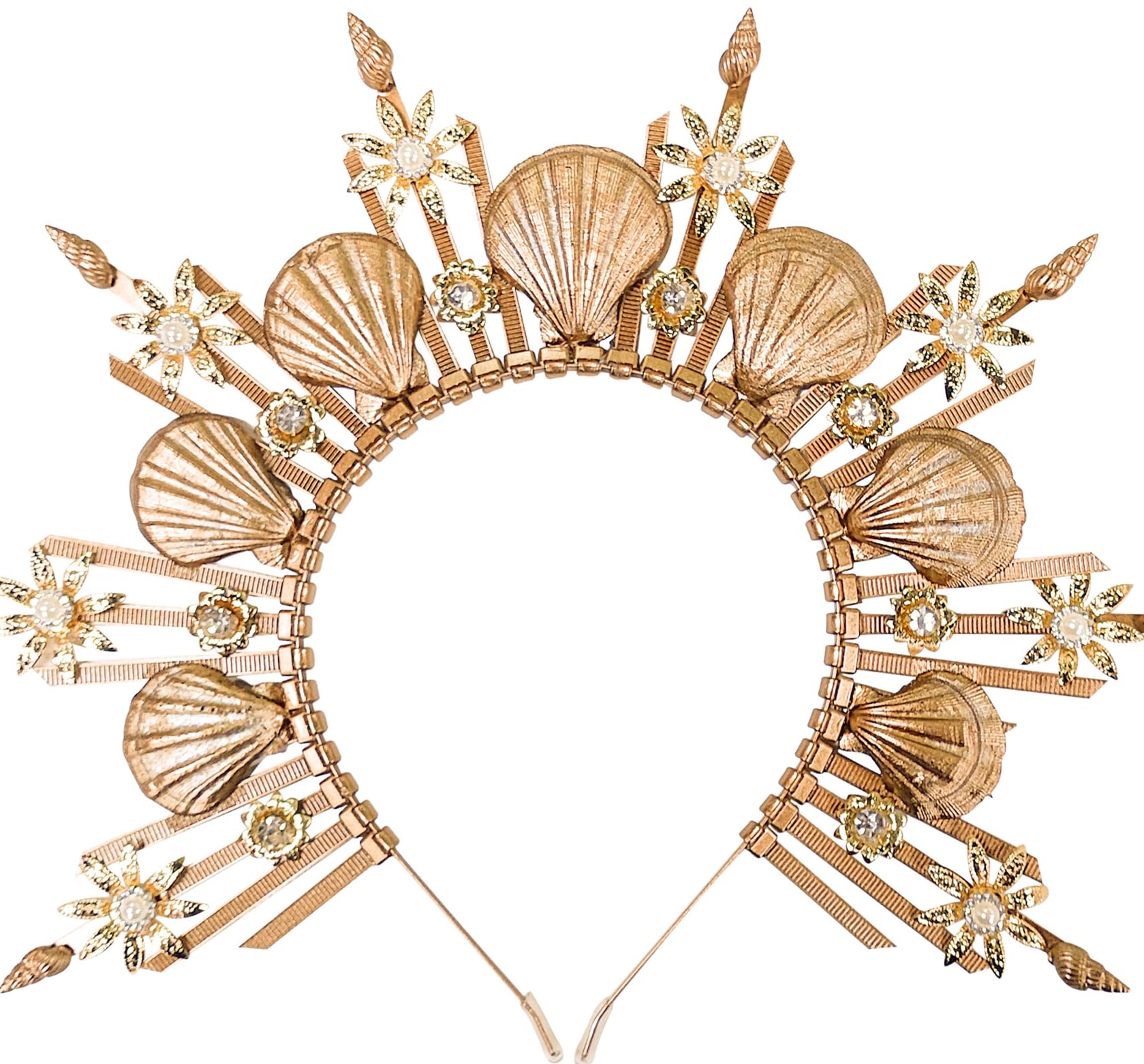 JeVenisLuxury Gold Halo Crown Headpiece Mermaid Headband Seashell Crown Headband Siren Costume Women Halloween Cosplay Renaissance