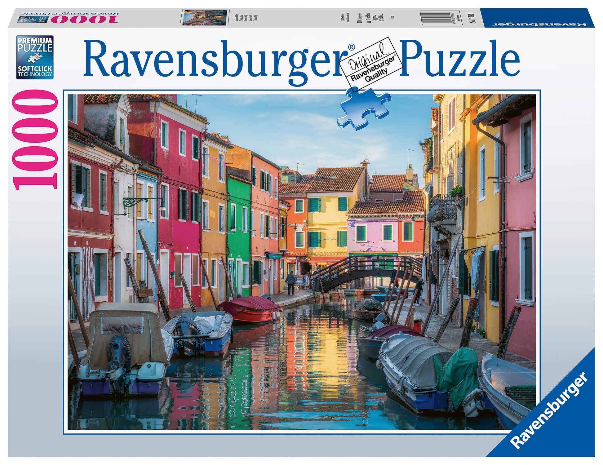 Ravensburger 17392 Landscape Burano, Italy 1000 Piece Jigsaw Puzzles for Adults and Kids Age 12 Years Up, Black