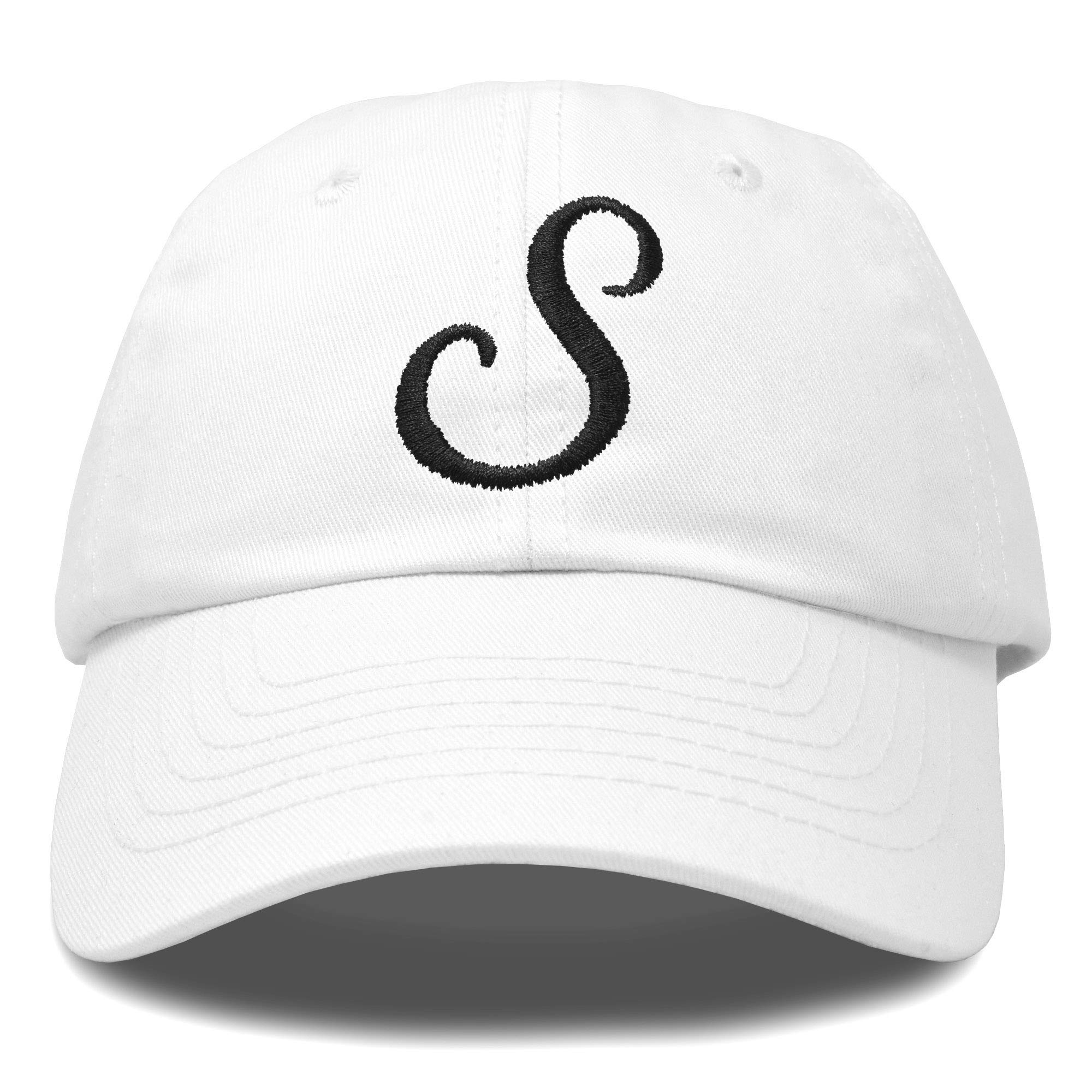 DALIX Initial Hat Letter S Womens Baseball Cap Monogram Cursive Embroider