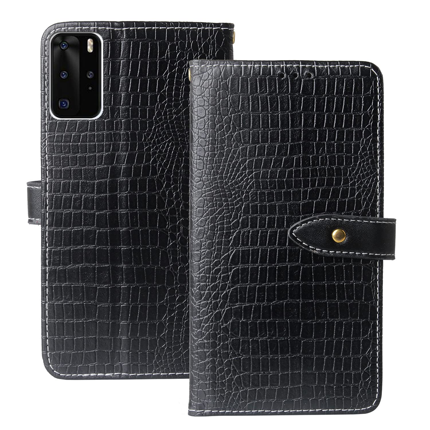 Dingshengk Black Crocodile Pattern Leather Case For Xgody P40 6.8" Wallet Phone Case Flip Protector With Card Slots Stand Magnetic Bumper Etui Shell