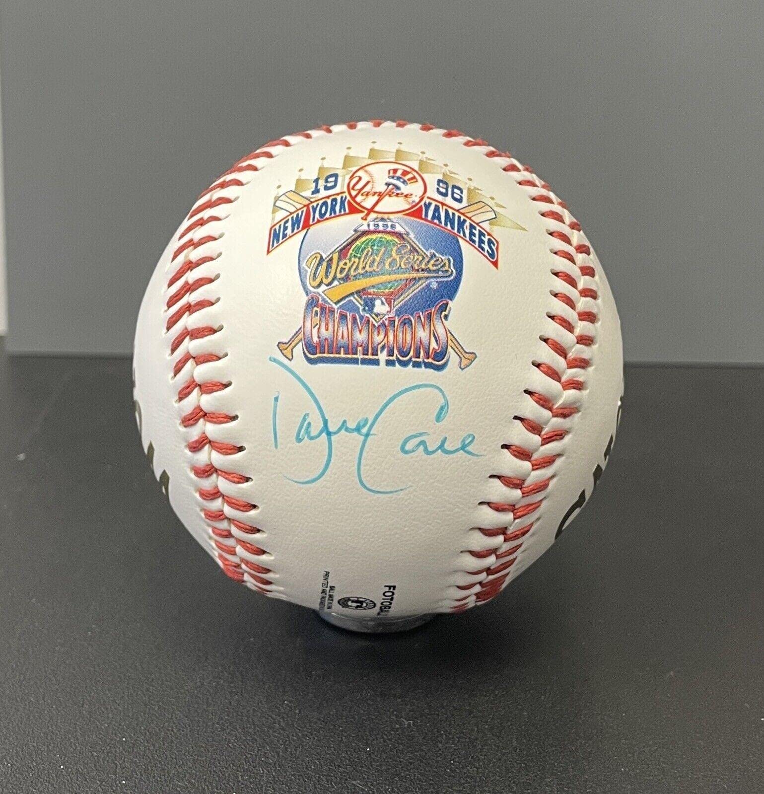 David Cone Signed 1996 World Series Specialty Fotoball Baseball w B&E Hologram - Autographed Baseballs