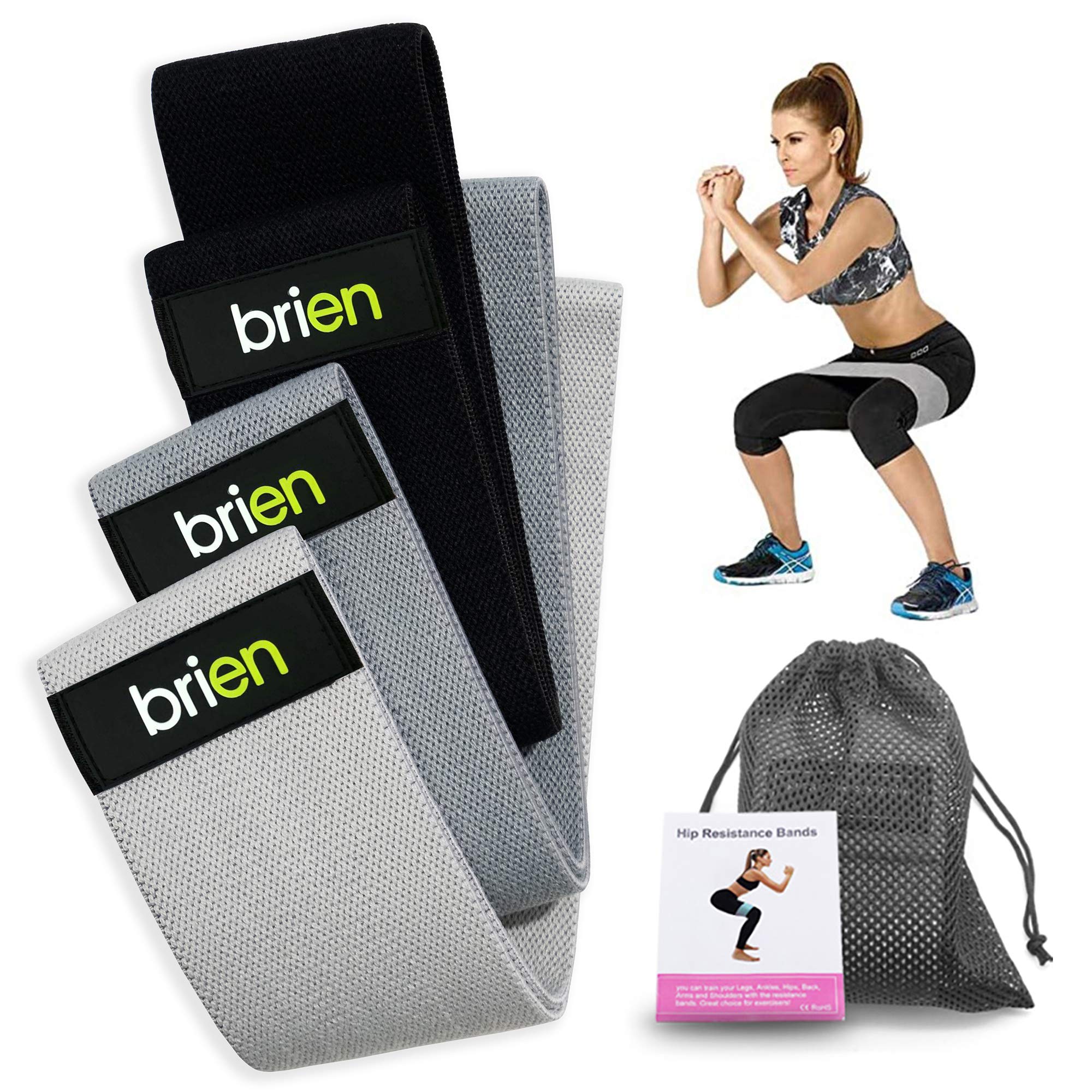 Brien Resistance Bands for Legs and Butt Set, Exercise Fitness Booty Hip Bands - Resistance Loops Hip Thigh Glute Bands Non Slip, Elastic Strength Squat Band Beginner to Athlete