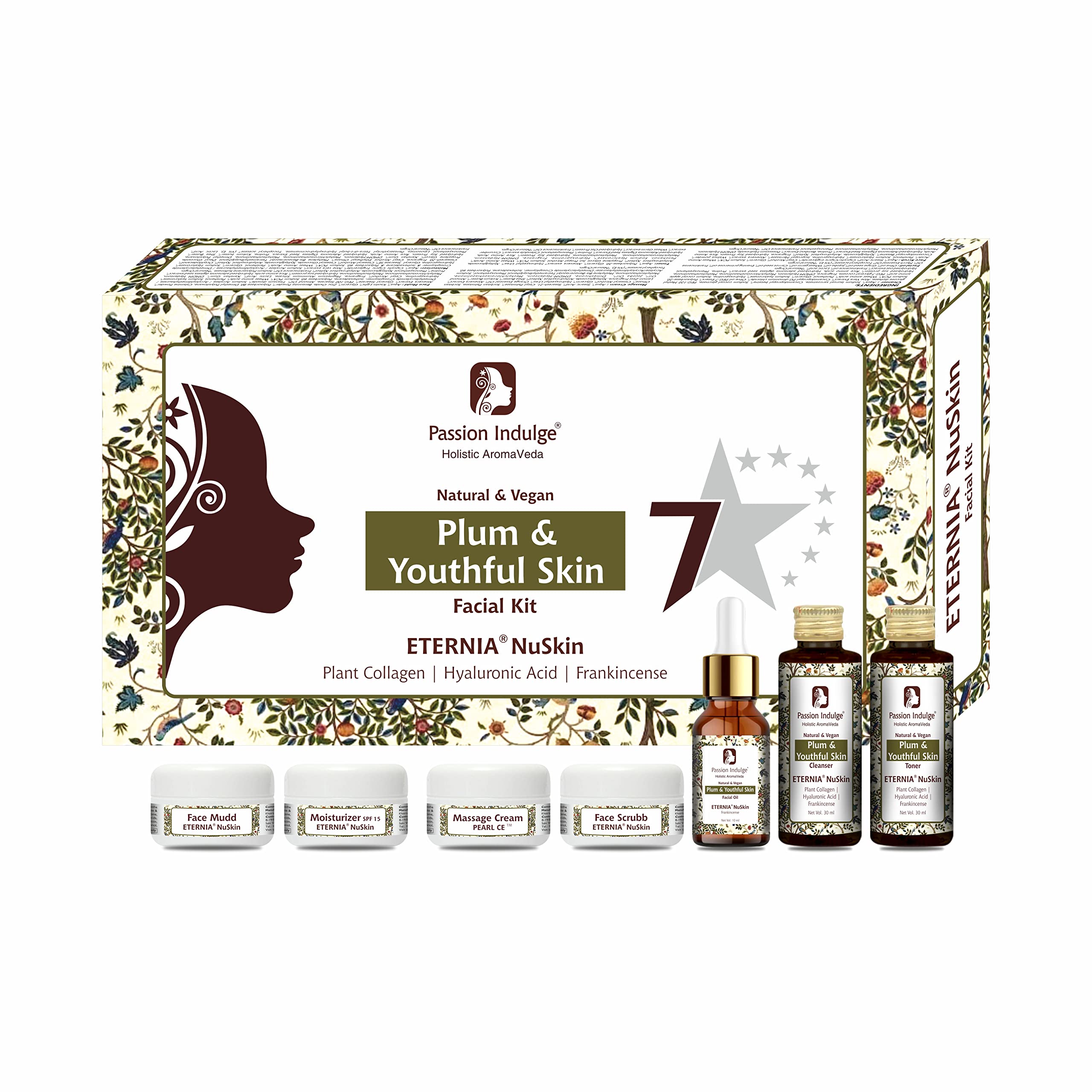 Passion IndulgeEternia NuSkin 7 Star Facial Kit Helps in Youthful Skin All Skin Types | Natural & Vegan | Home Facial Kit | Professional Kit | 7 steps