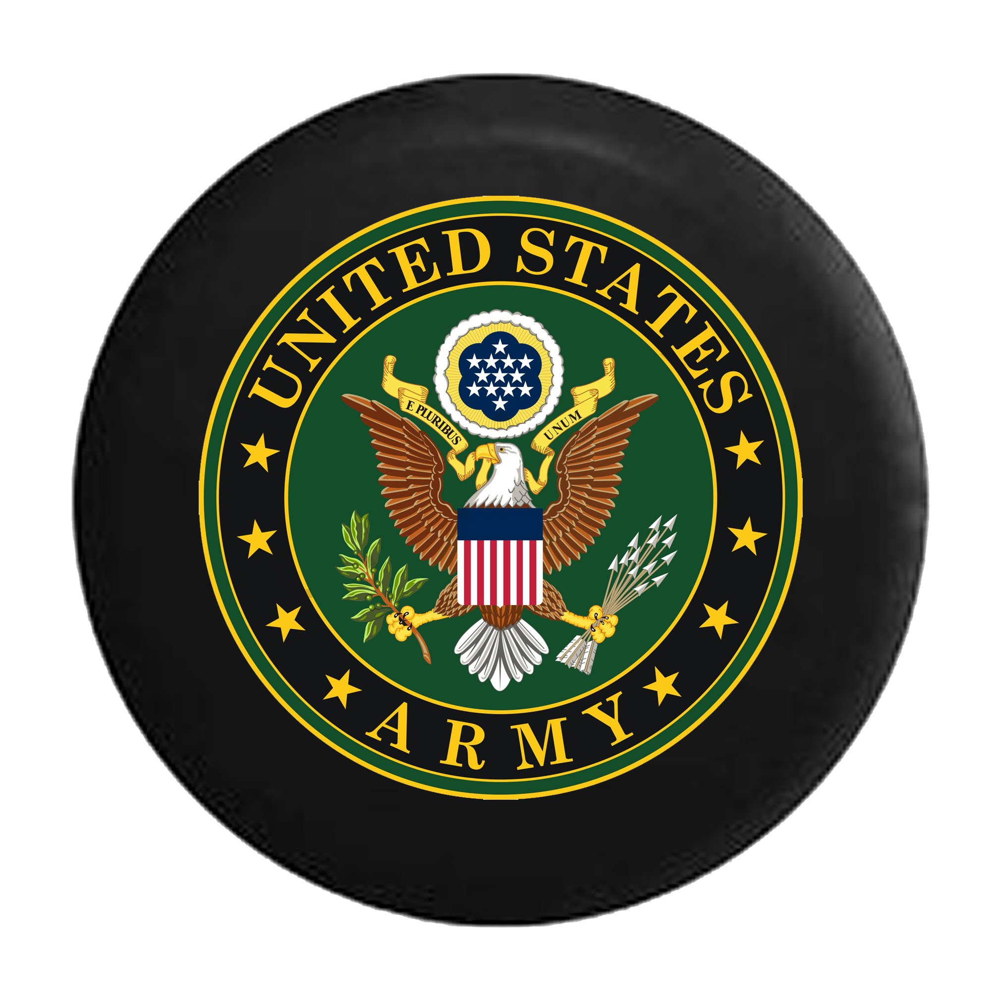 United States Army USA Eagle with Shield Military Seal Black/Green Spare Tire Cover fits SUV Camper RV Accessories 31 in