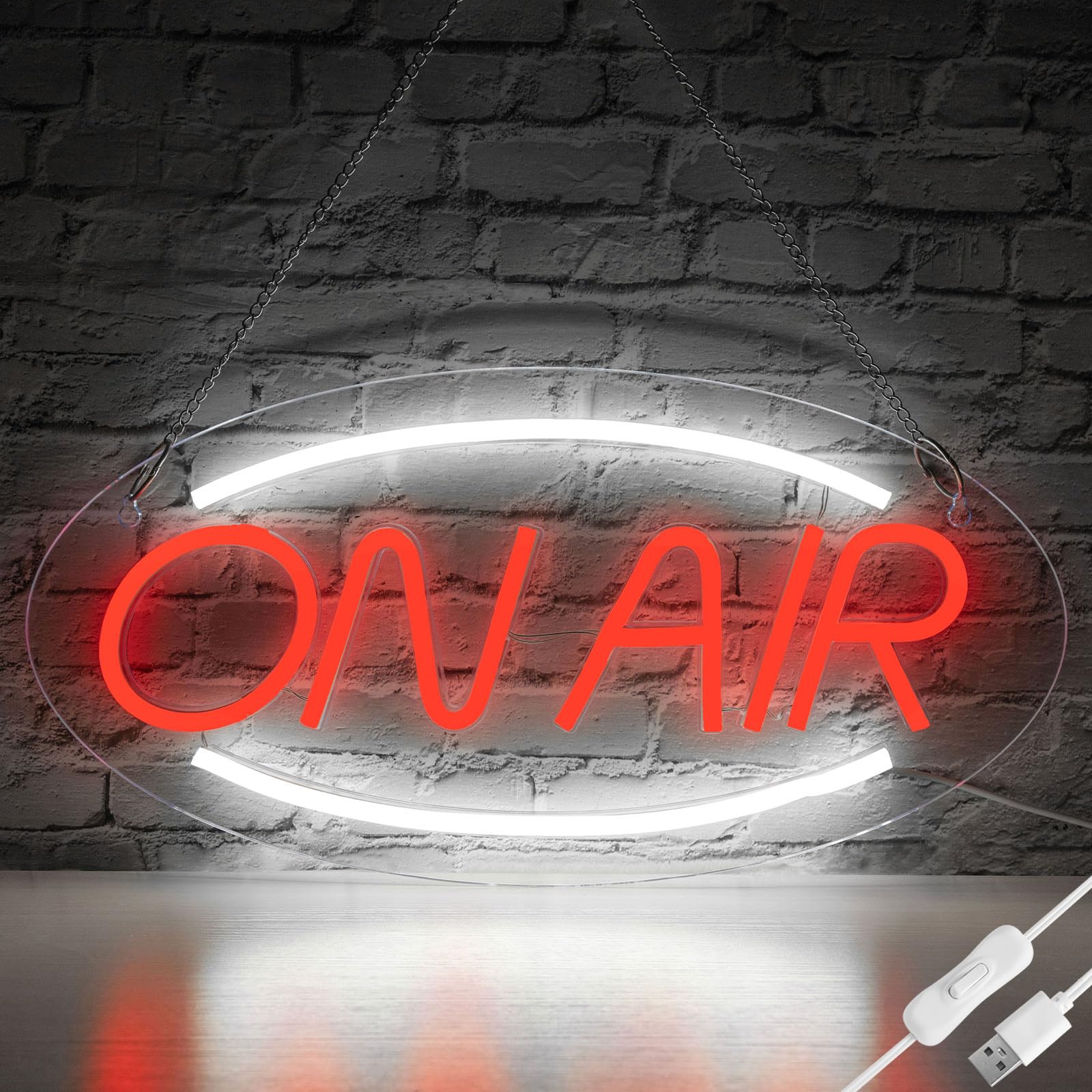 XIYUNTE ON AIR Neon Sign - Bright LED ON AIR Sign Light for Recording, Streaming & Broadcast, USB Powered ON AIR Light Sign for YouTube, Podcast, Twitch, Zoom, Home Office & WFH Setup, Red