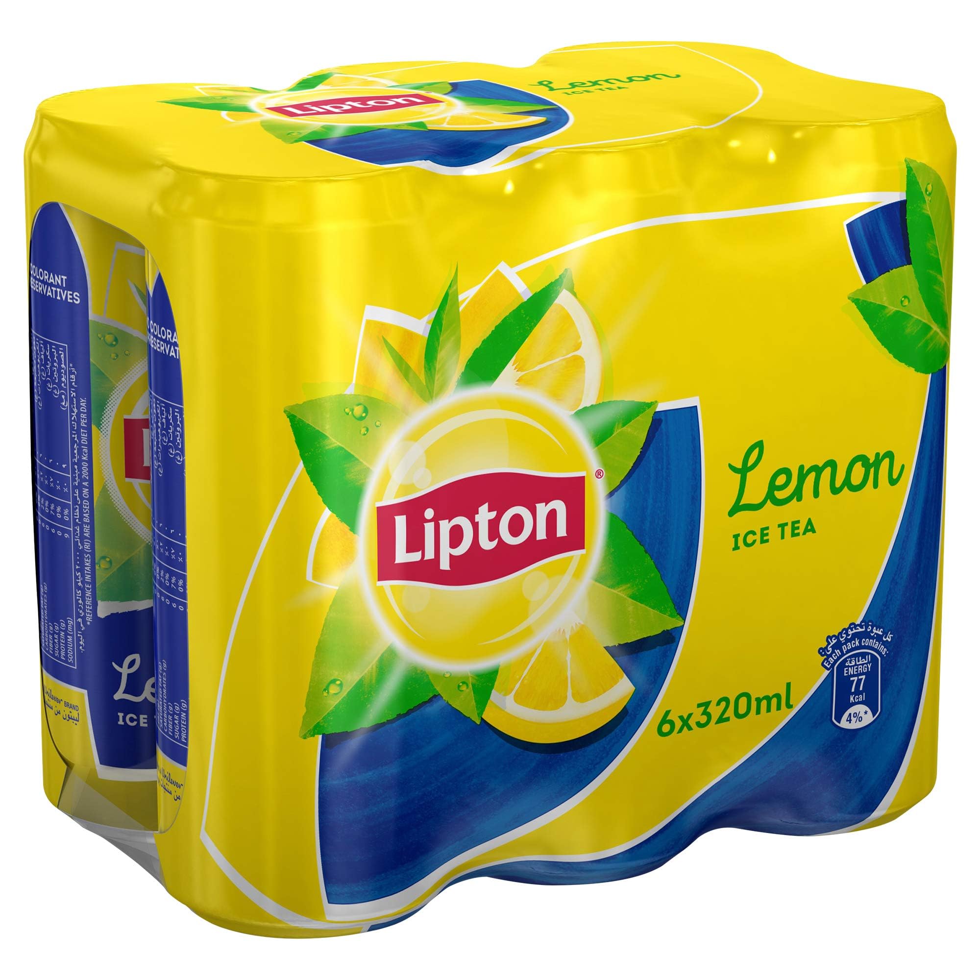 LiptonIce Tea Lemon, Non-Carbonated Iced Tea Drink, Cans, 320 Ml, Pack Of 6