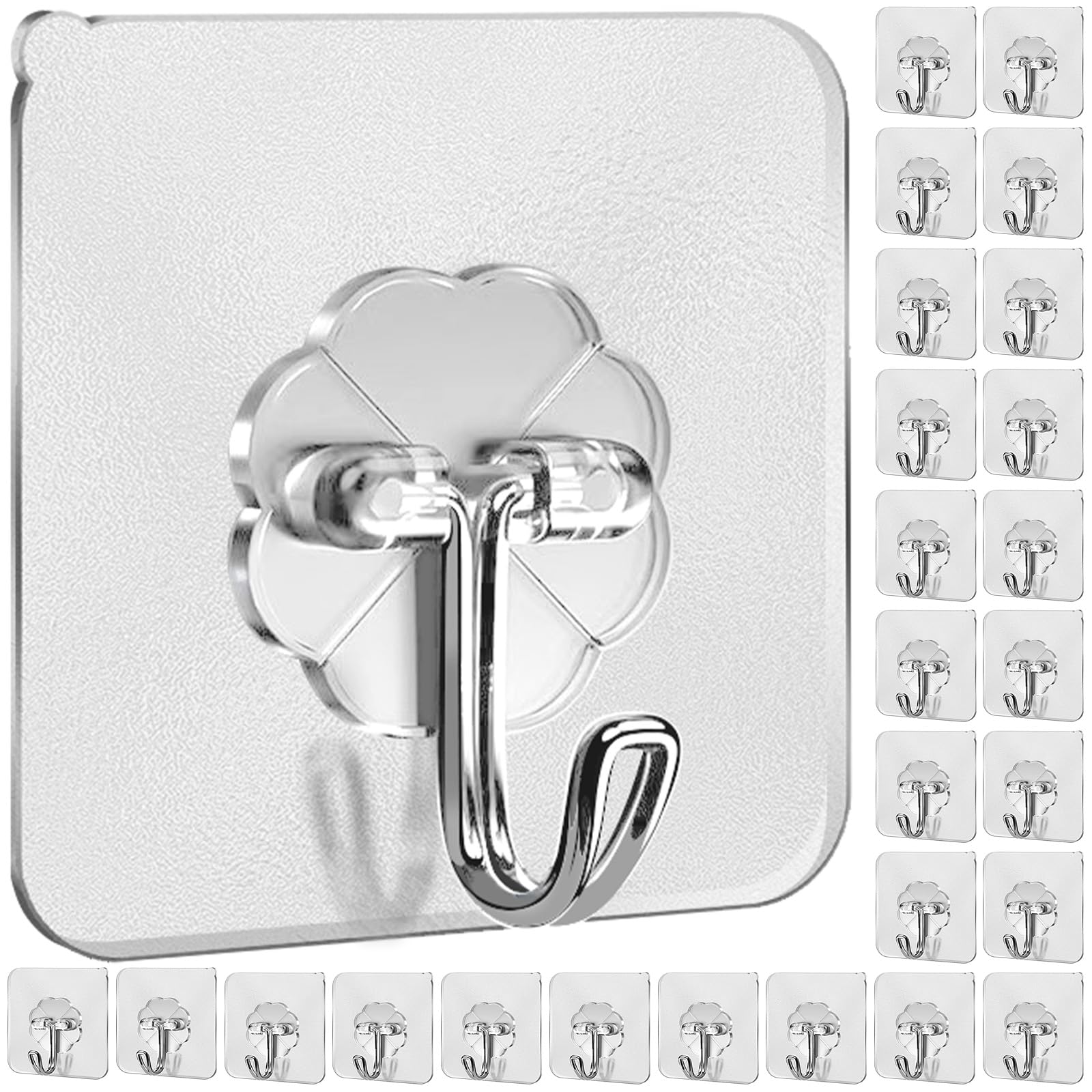 Adhesive Hooks Wall Sticky Hooks for Hanging-27 Pack 25lb(Max) Heavy Duty Self Adhesive Hooks Sticky Hangers with Stainless Hooks Utility Towel Bath Ceiling Hooks