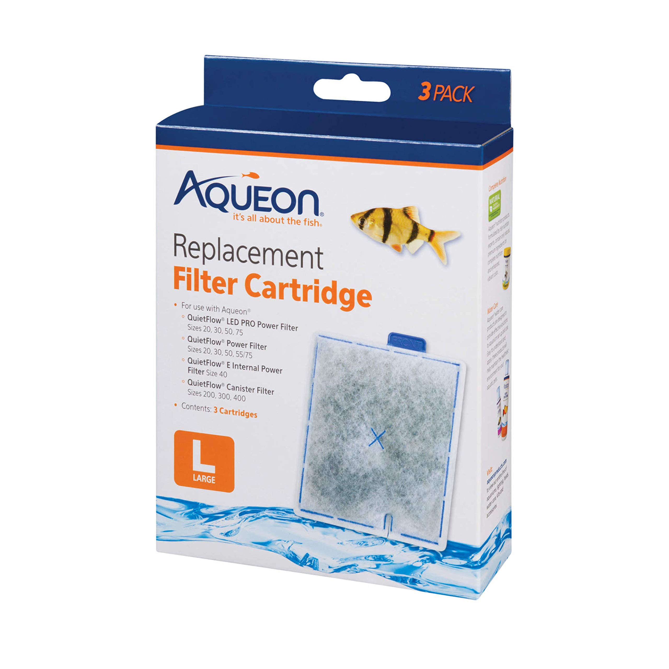 Aqueon 06087 Filter Cartridge, Large, 3-Pack