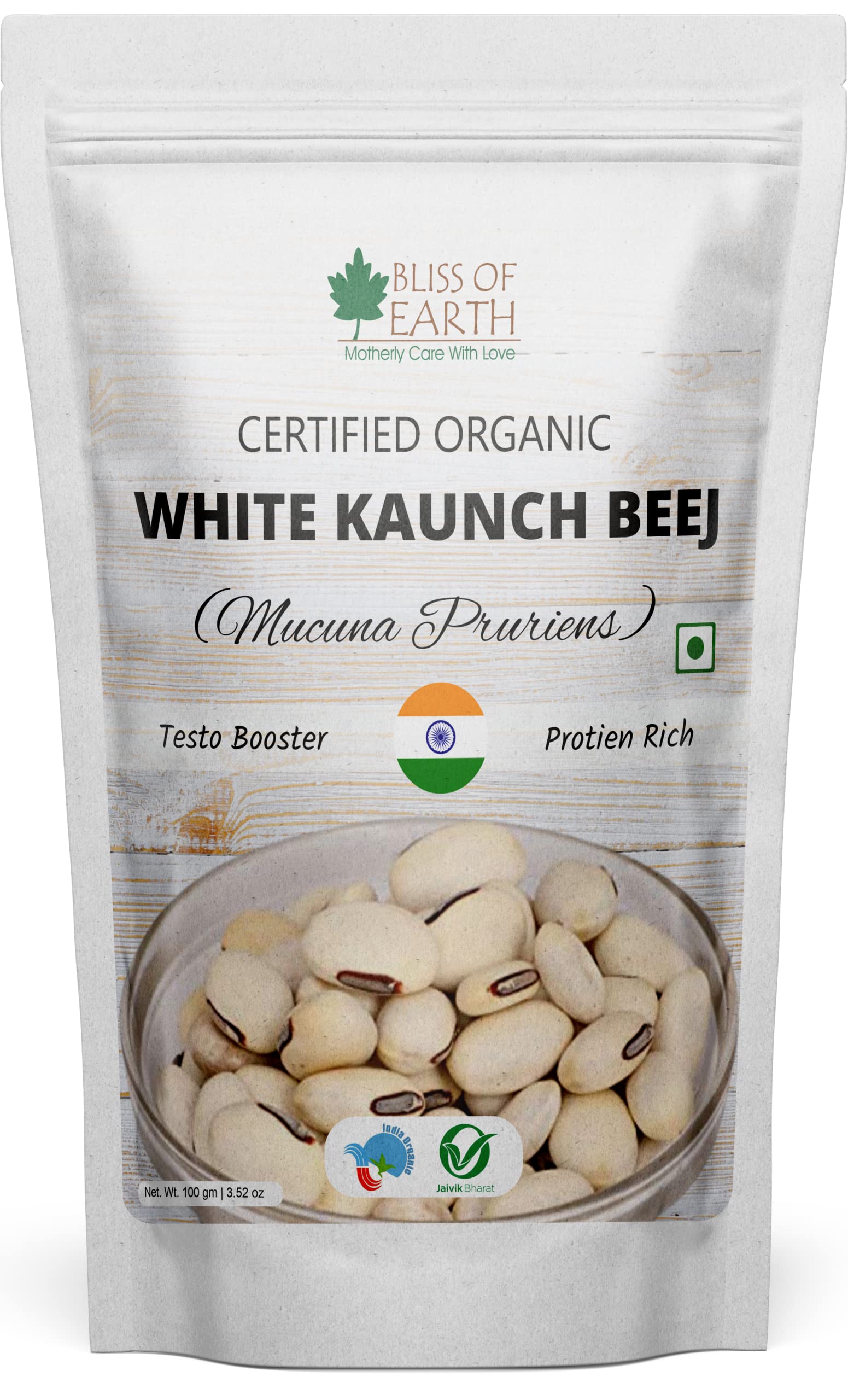 Bliss of Earth Kaunch Beej, Mucuna Pruriens, Cowhage, Velvet Bean, Cowitch, Safed Koch ke Beej Good for Health & Wellness 100gm