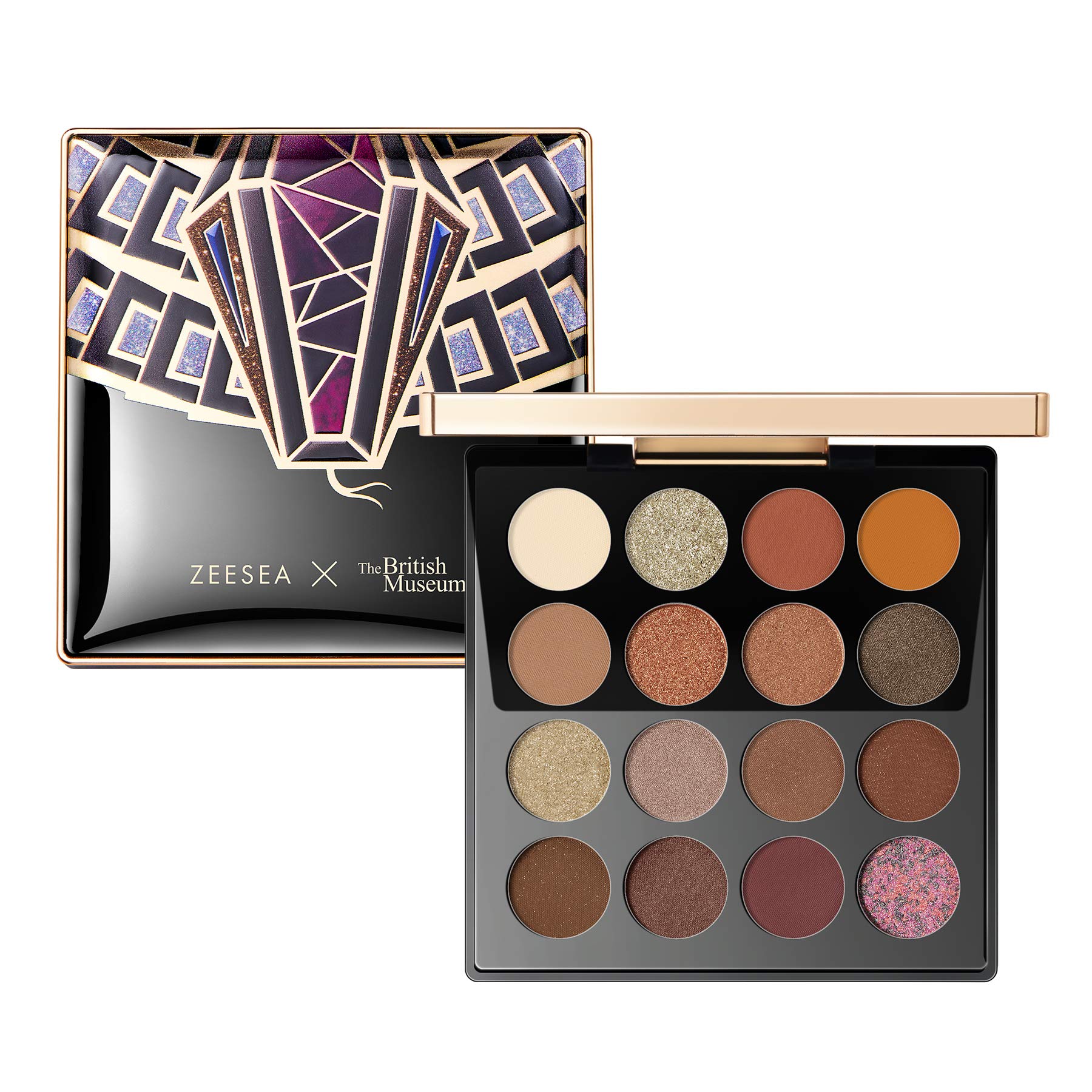 zeesea Egypt Eyeshadow Palette The British Museum Collection, Matte Shimmer Glitter Blendable High Pigmented 16 Shades Eye Makeup Palette (04# Cobra)