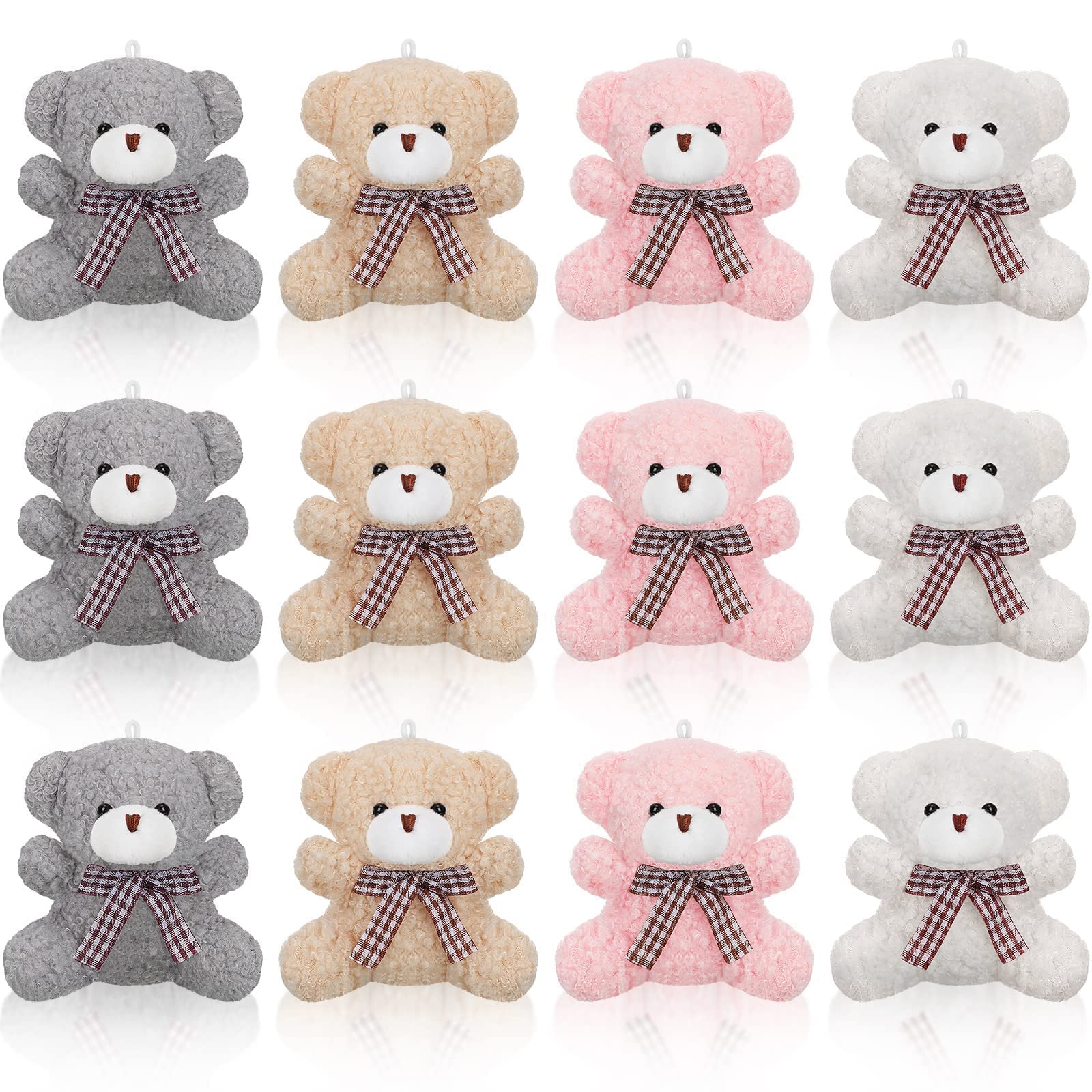 KASTWAVE 12 Pieces 4 Inch Plush Mini Bear Bunny Puppy Koala Easter Stuffed Animals Jointed Doll Toys Furry Dolls for Birthday Wedding Graduation Party Favors DIY Keychain