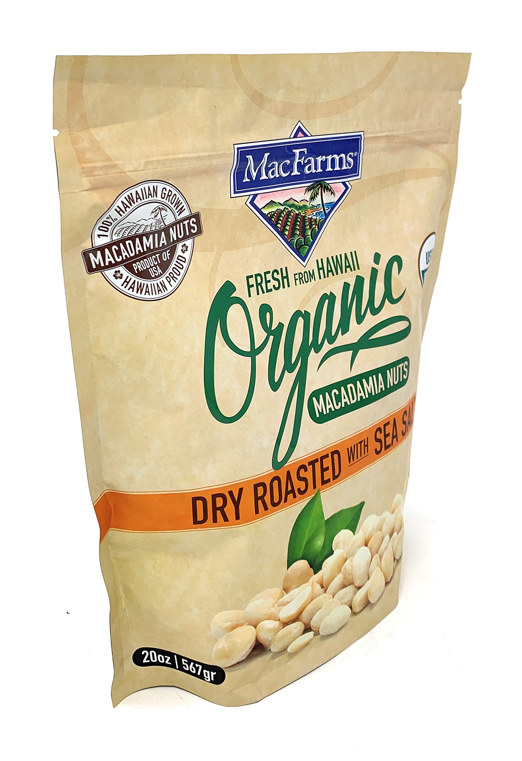 MacFarms Organic Dry Roasted Macadamia Nuts with Sea Salt 20oz Bag