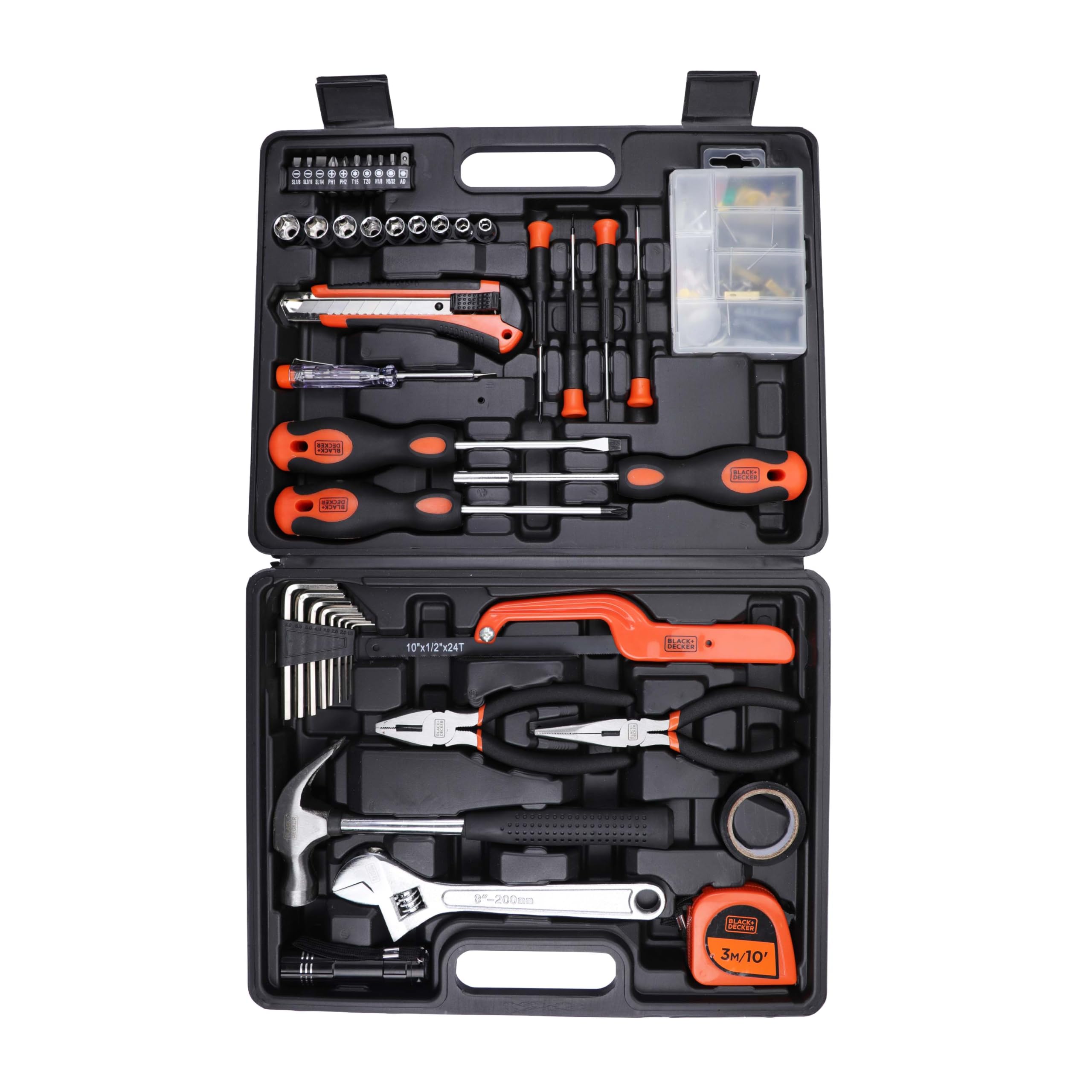 Black & Decker 126 Pieces Hand Tool Kit In Kitbox For Home Diy & Professional USe, Orange/Black - Bmt126C, 2 Years Warranty