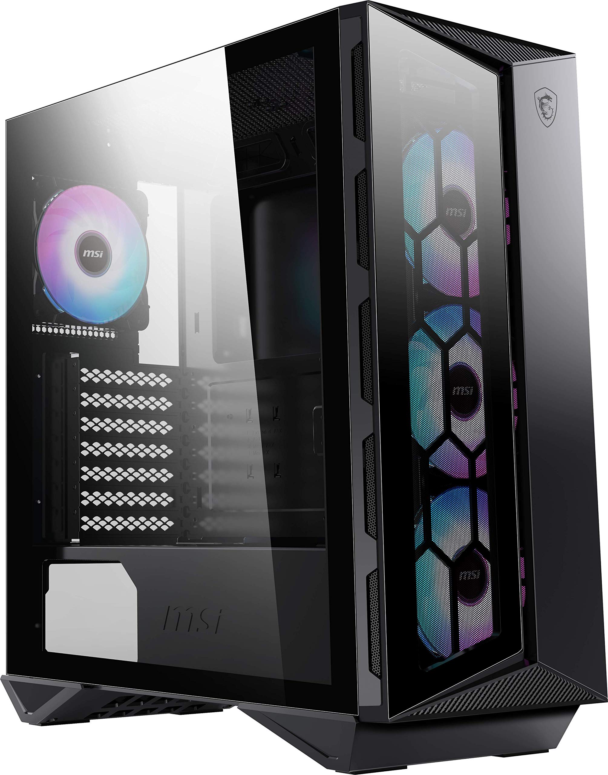 MSIMPG GUNGNIR 110R - Premium Mid-Tower Gaming PC Case - Tempered Glass Side Panel - 4 x ARGB 120mm Fans - Liquid Cooling Support up to 360mm Radiator - Two-Tone Design