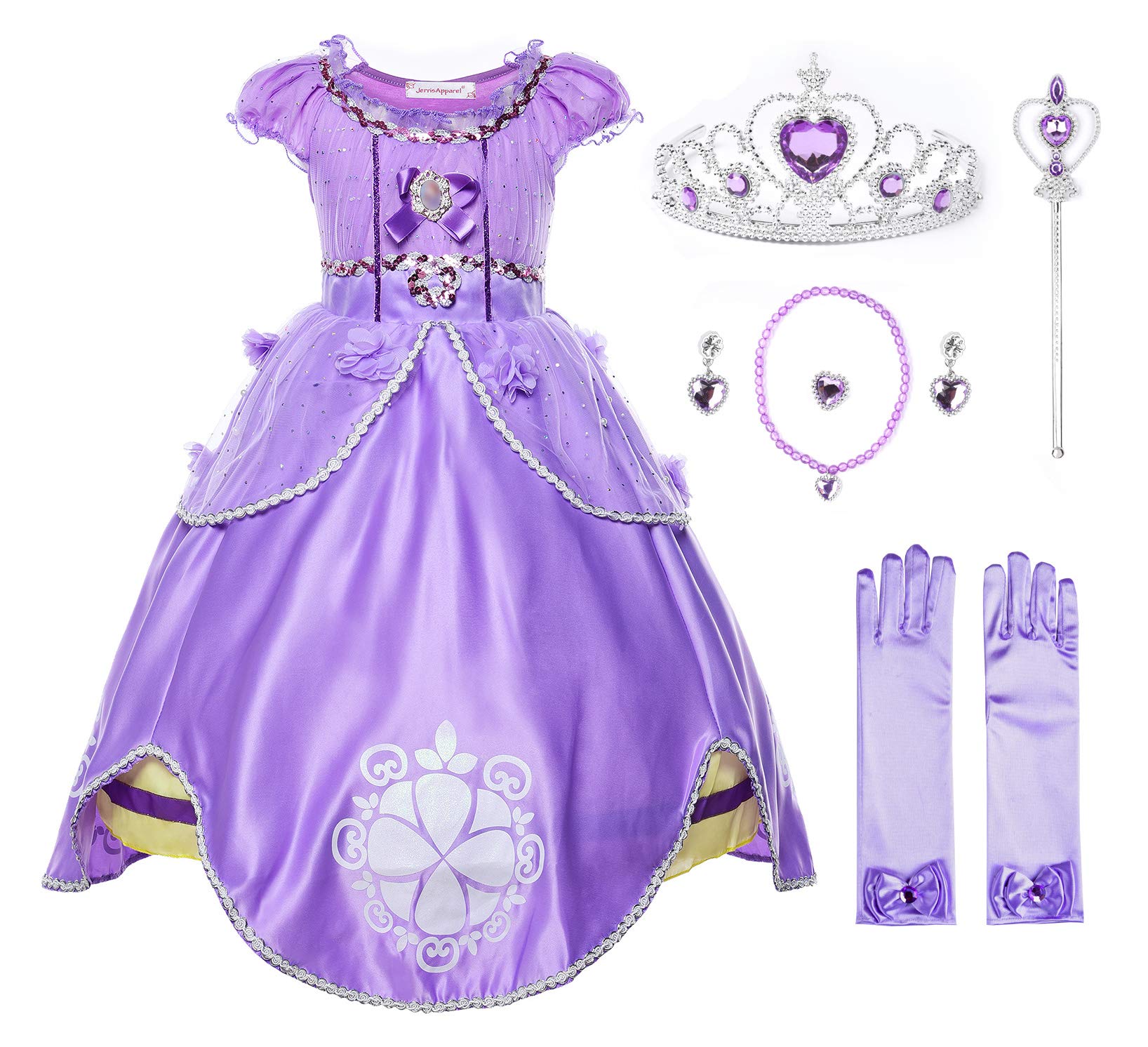 JerrisApparel Girls Princess Sofia Costume Floor Length Birthday Party Dress Up