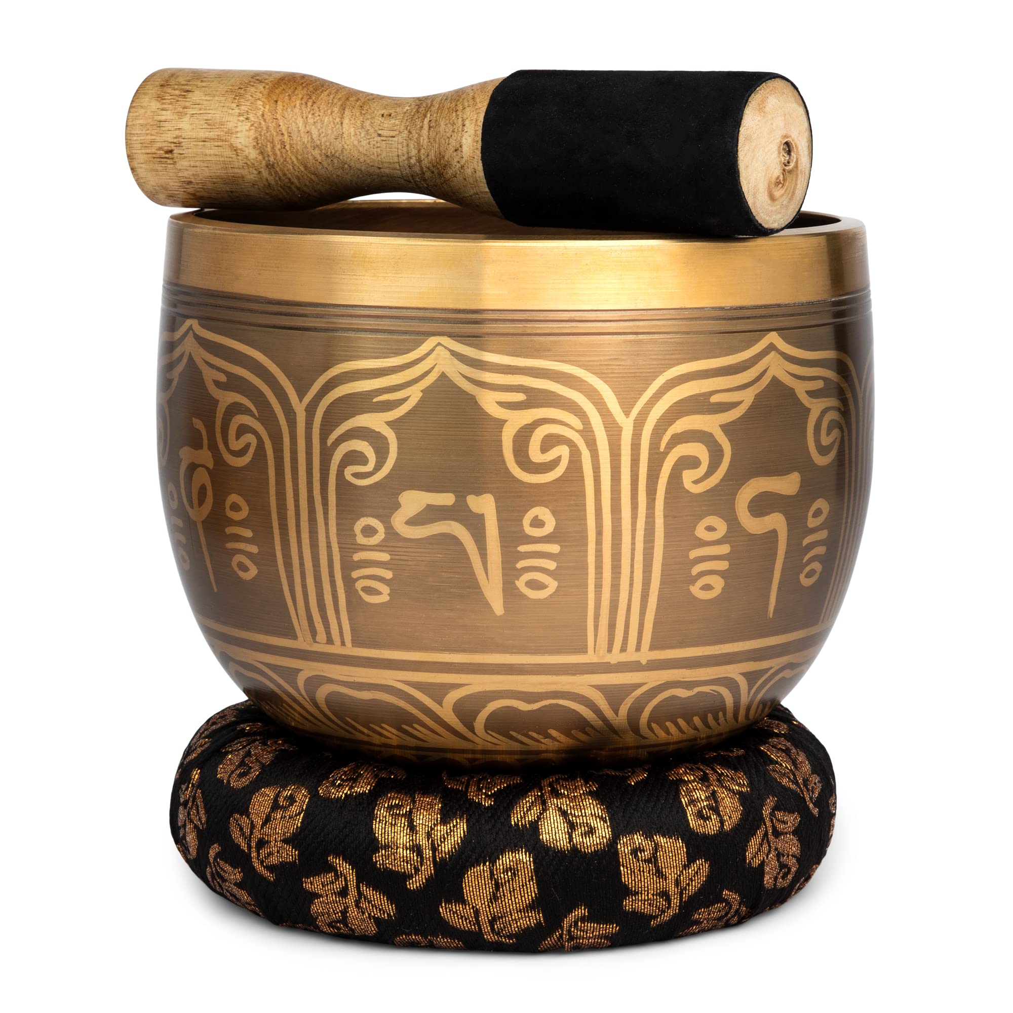 Meditative Deep Singing Bowl with Mallet and Cushion - Tibetan Sound Bowls for Energy Healing, Mindfulness, Grounding, Zen, Meditation - Exquisite, Unique Home Decor and Gift Sets, 1693