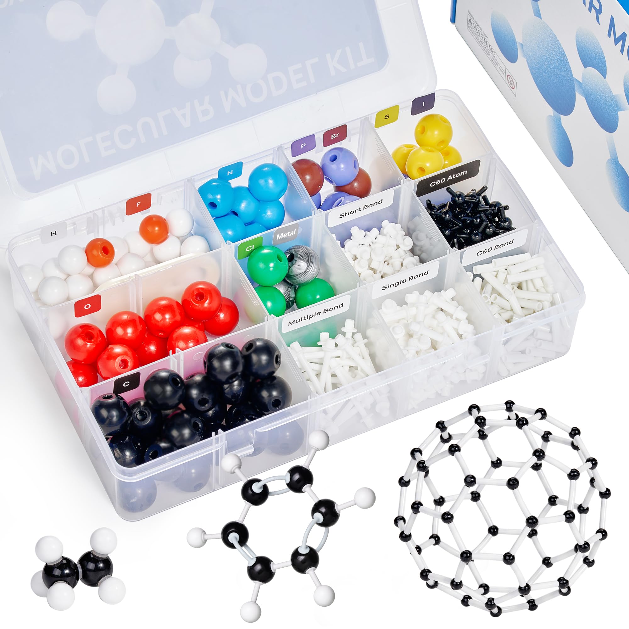 JoyCatOrganic Chemistry Model Kit (404 pcs), Molecular Models Kit with Instruction and Stencil, Gifts for Ochem&Inorganic Students and Teachers