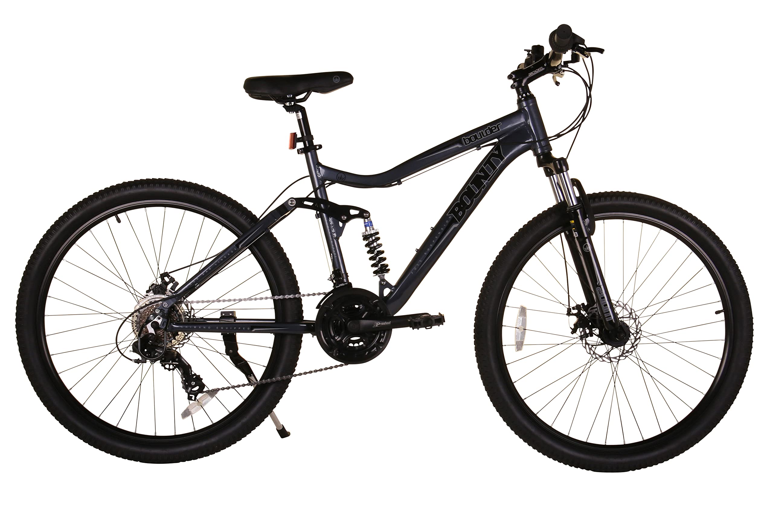 BountyFull Suspension Mountain Bike - 18 Speed Shimano Gearing, Zoom Suspension Forks, Disc Brakes, Light Alloy Rims - Bikes for Men